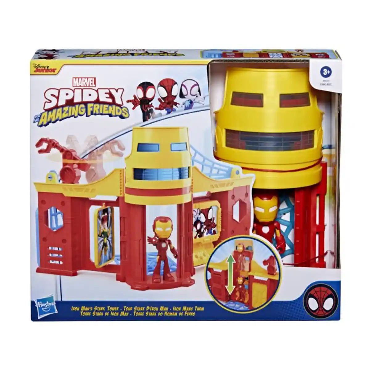 SPIDEY AND HIS AMAZING FRIENDS Stark Tower Playset, Includes 4-Inch Iron Man Action Figure, Toys for Kids 3+
