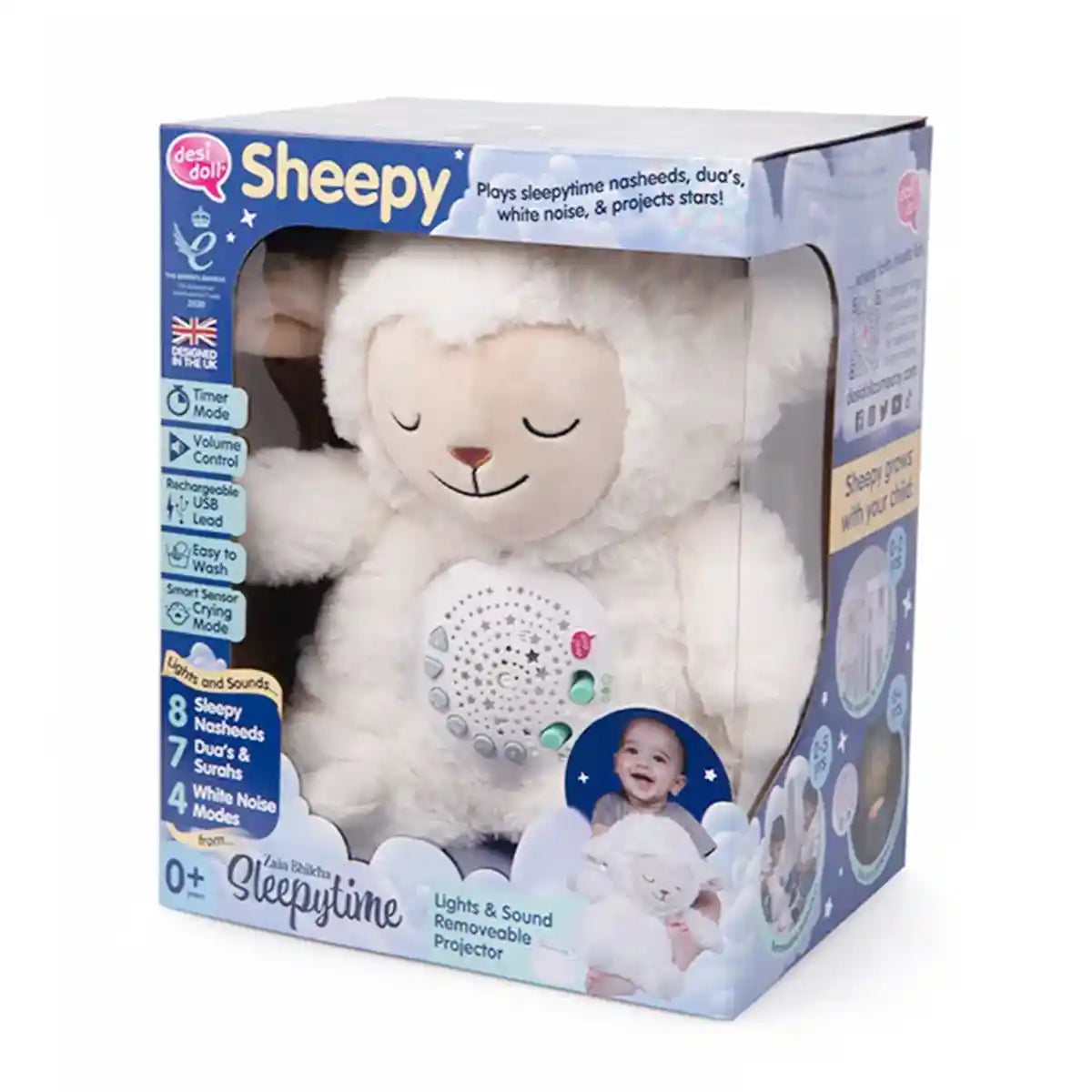 Desi Doll Sleepy SHEEPY nighttime light and sound toy featuring Zain Bhikha