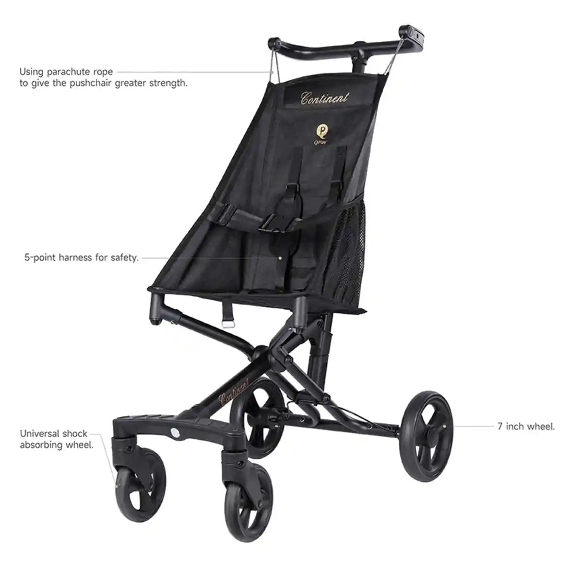 QPLAY T28 PUSHCHAIR BLACK 6M-5YRS OLD