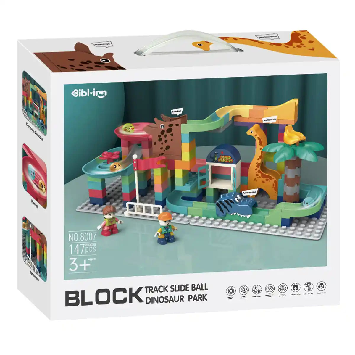 Dinosaur Building Block Ball Slide (147pcs) 3yrs+