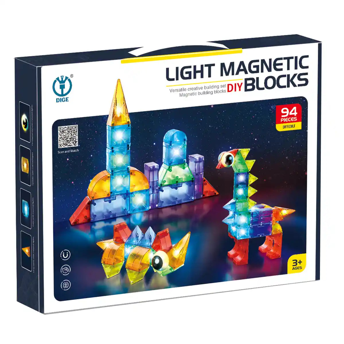 Puzzle Magnetic Building Blocks 94PCS Light Edition 3YRS+