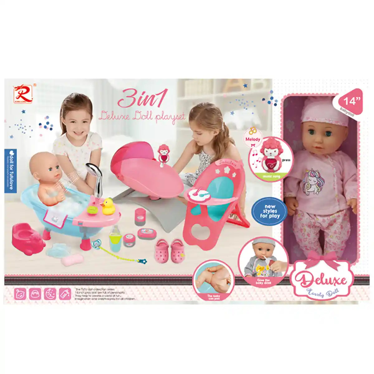 Tutu 3-In-1 14" Doll Blowing Body Vinyl Head,Hand,Feet & Accessories