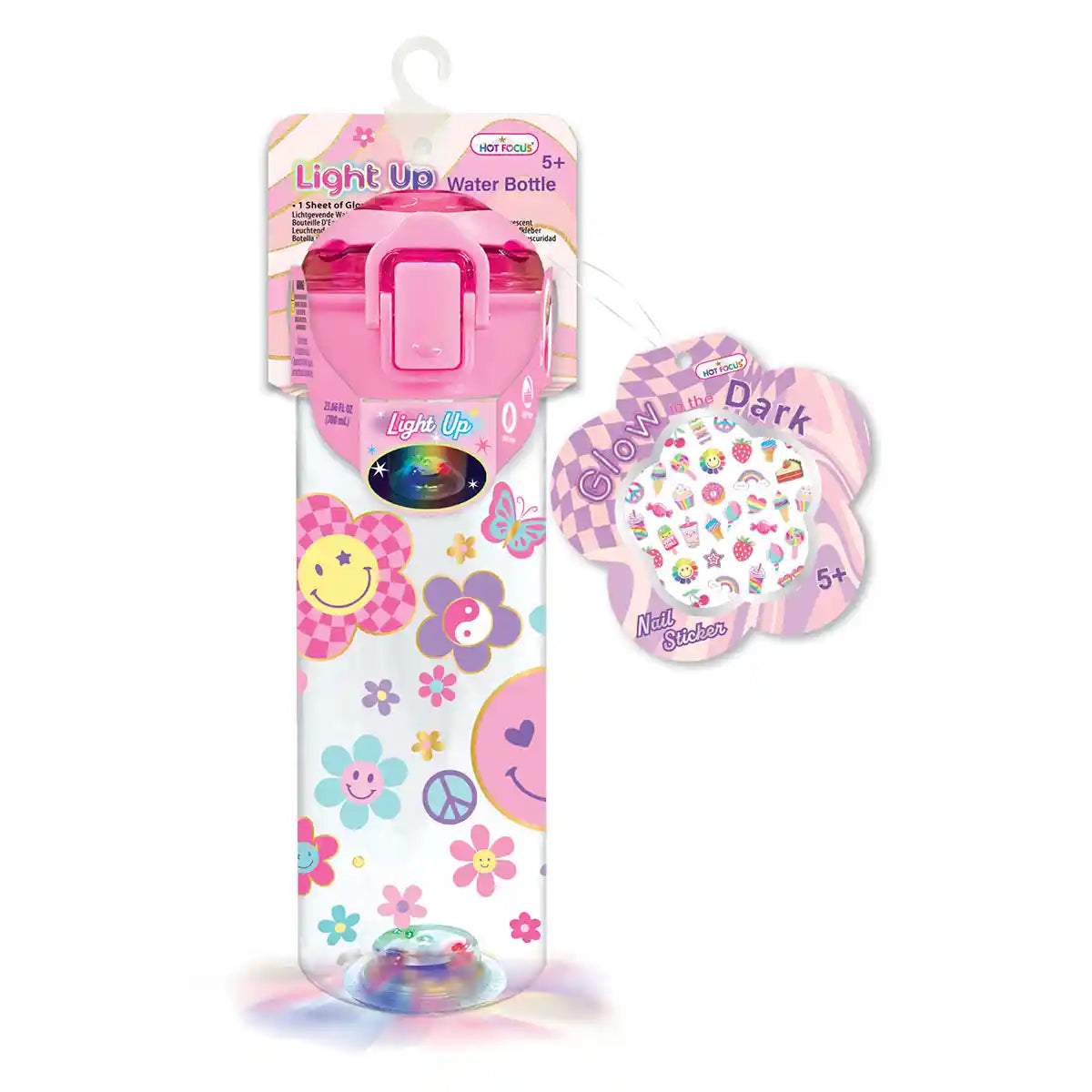 Light Up Water Bottle, Groovy Flower , 23.66 FL Oz/700 mL