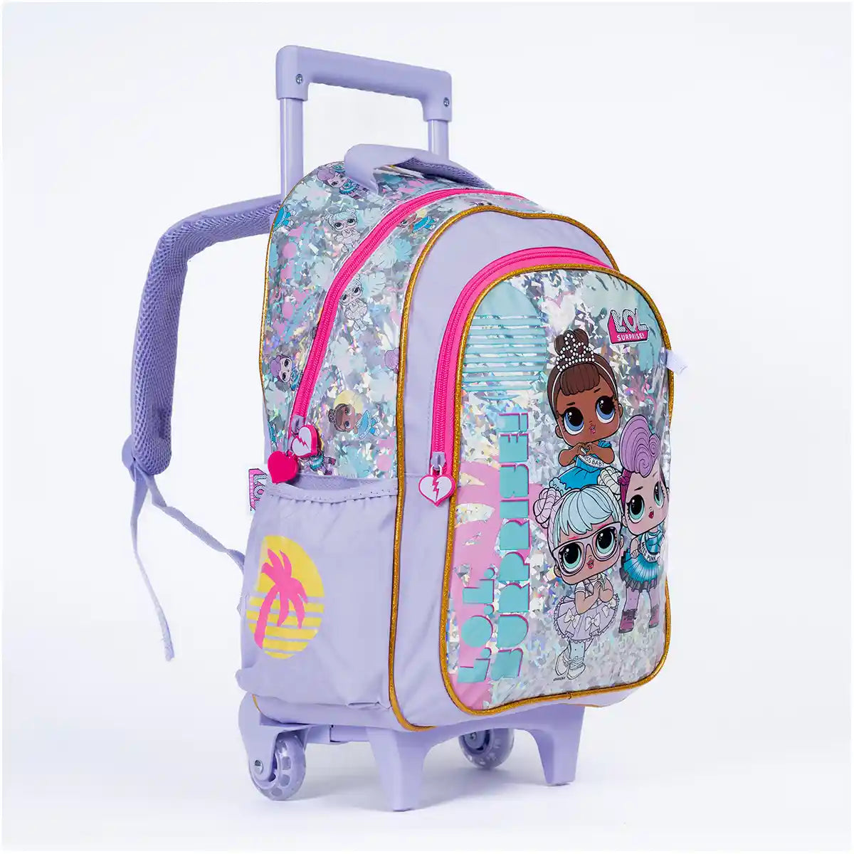 LOL Trolley Bag 2 Main Compartments and 2 Side Pockets 16 W/ LUNCH BAG& PENCIL CASE