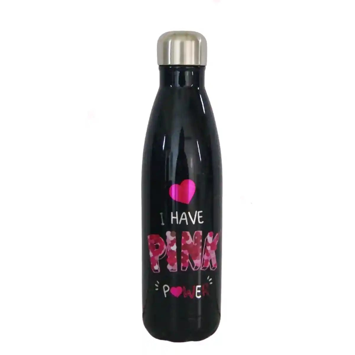 Vacuum Water Bottle 500ML - Pink Decorative design