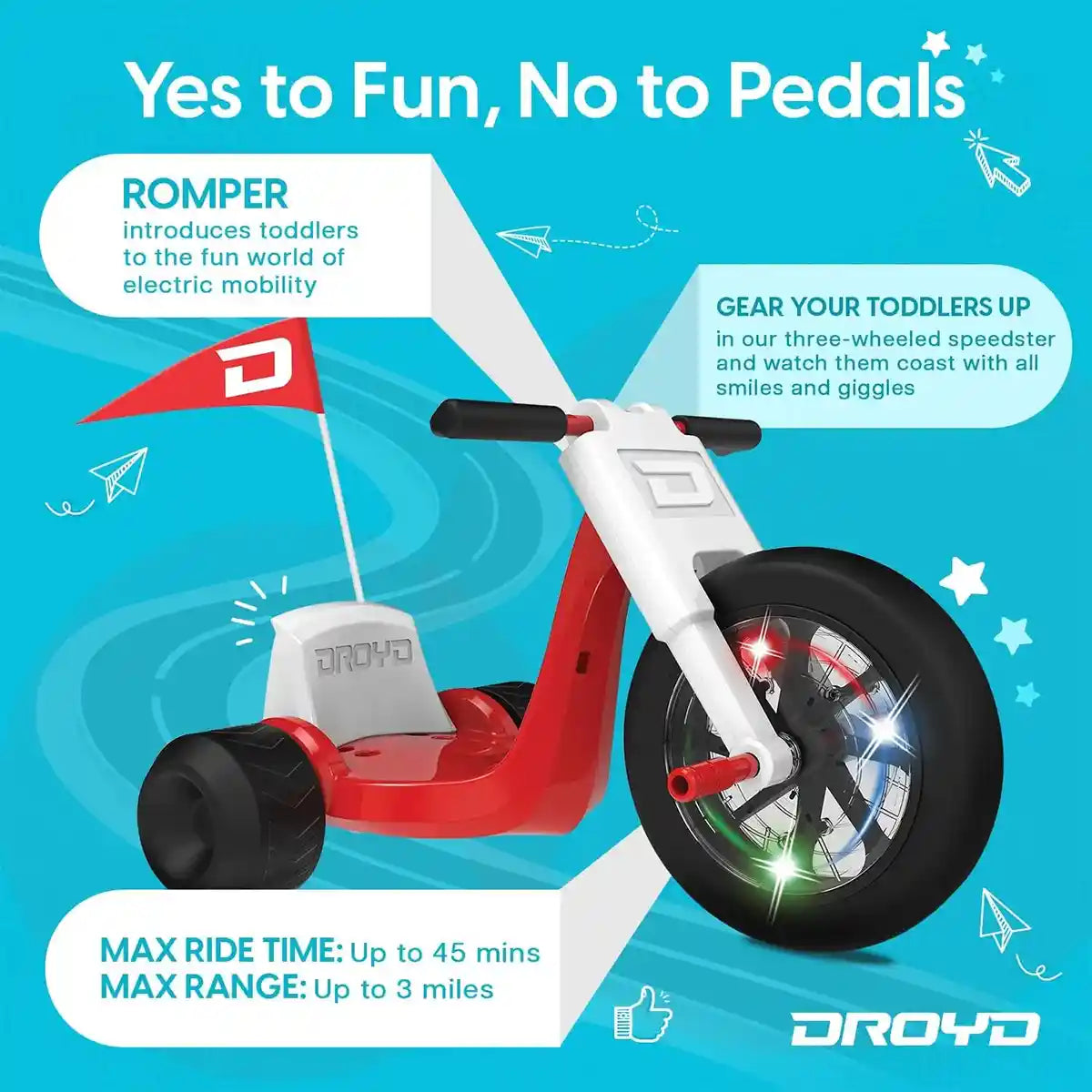 Kids Electric Tricycle, Motorized Vehicles w/ Parental Speed ​​Control, Adjustable Seat, Multi-Color LED Lights