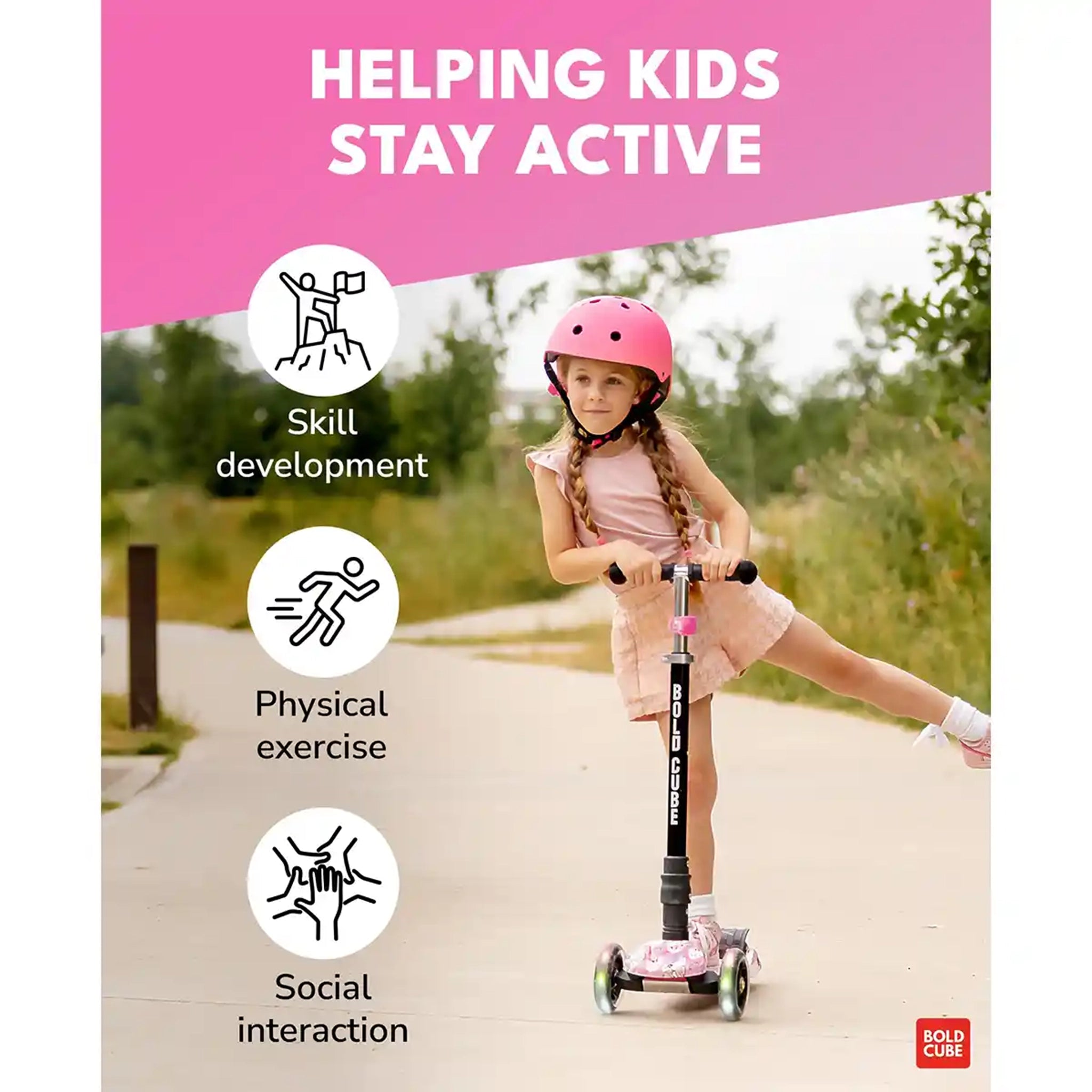 BoldCube 3 Wheel Scooter Big Fold Kitty Love