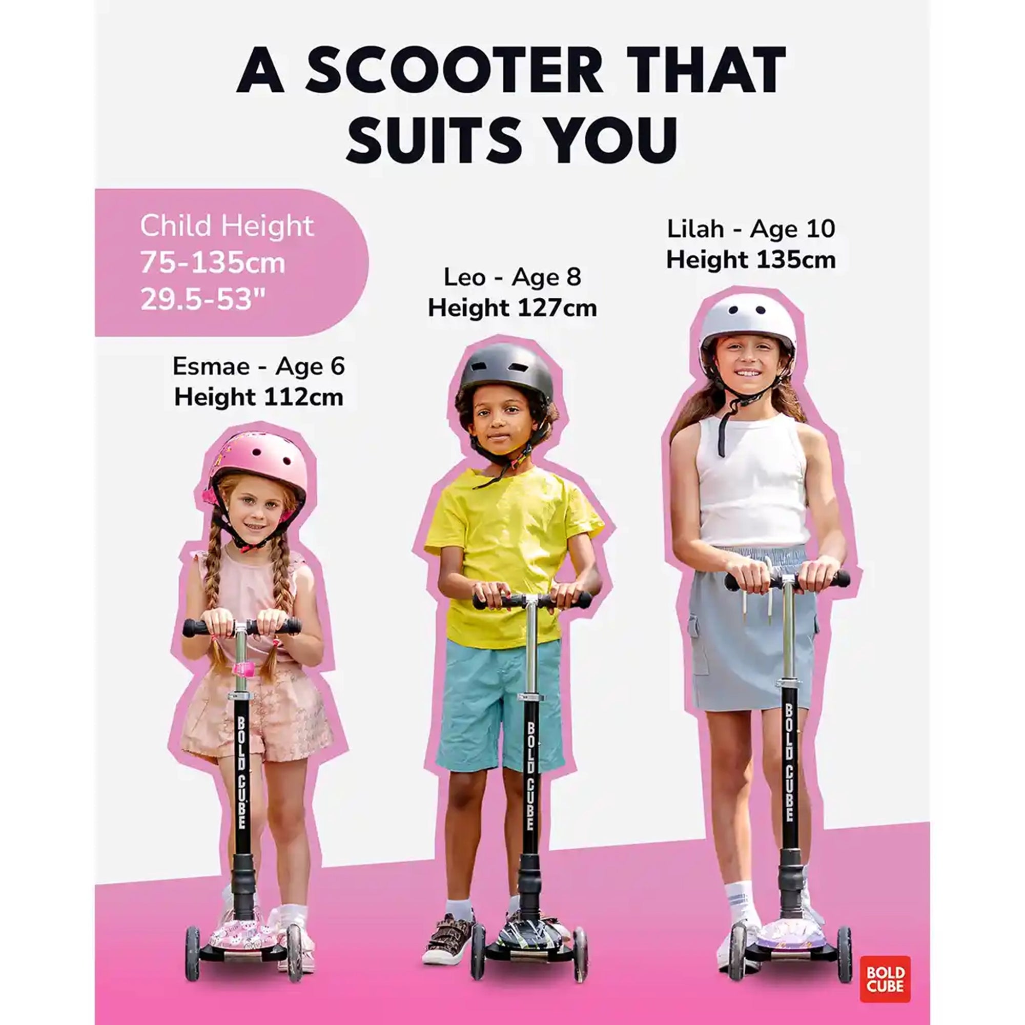 BoldCube 3 Wheel Scooter Big Fold Kitty Love