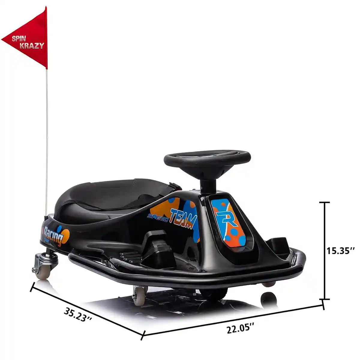 Electric Drifting Go Kart, Ride On Race Car for 3-8Yrs - High/Low Speed Switch_Black