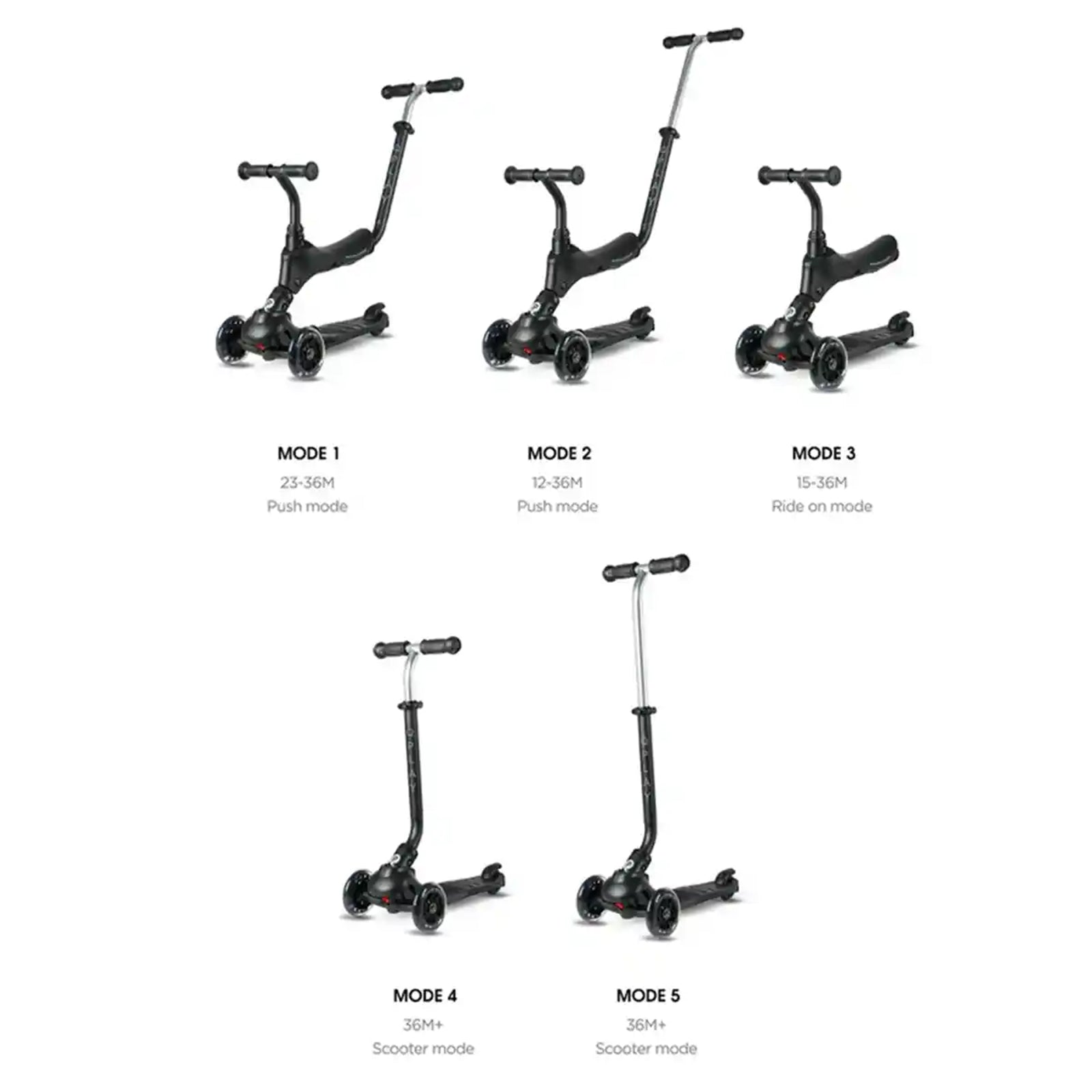 QPLAY SEMA PRO 5in1 scooter with LED flashing front wheels  Green