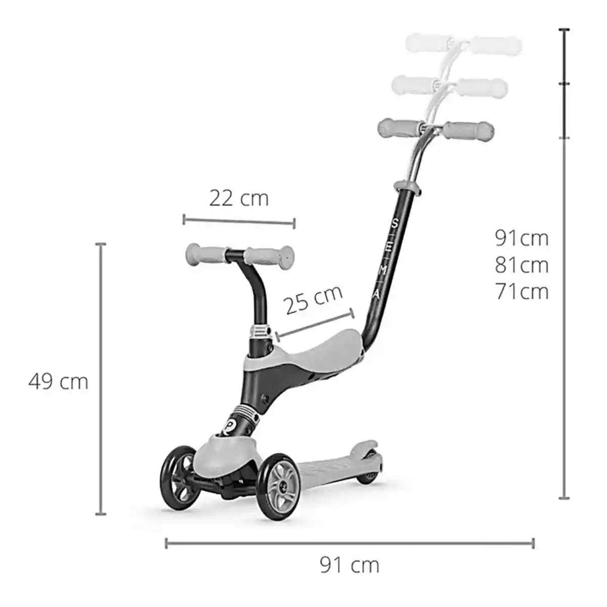 SEMA PRO 5IN1 SCOOTER WITH LED FLASHING FRONT WHEELS GREEN