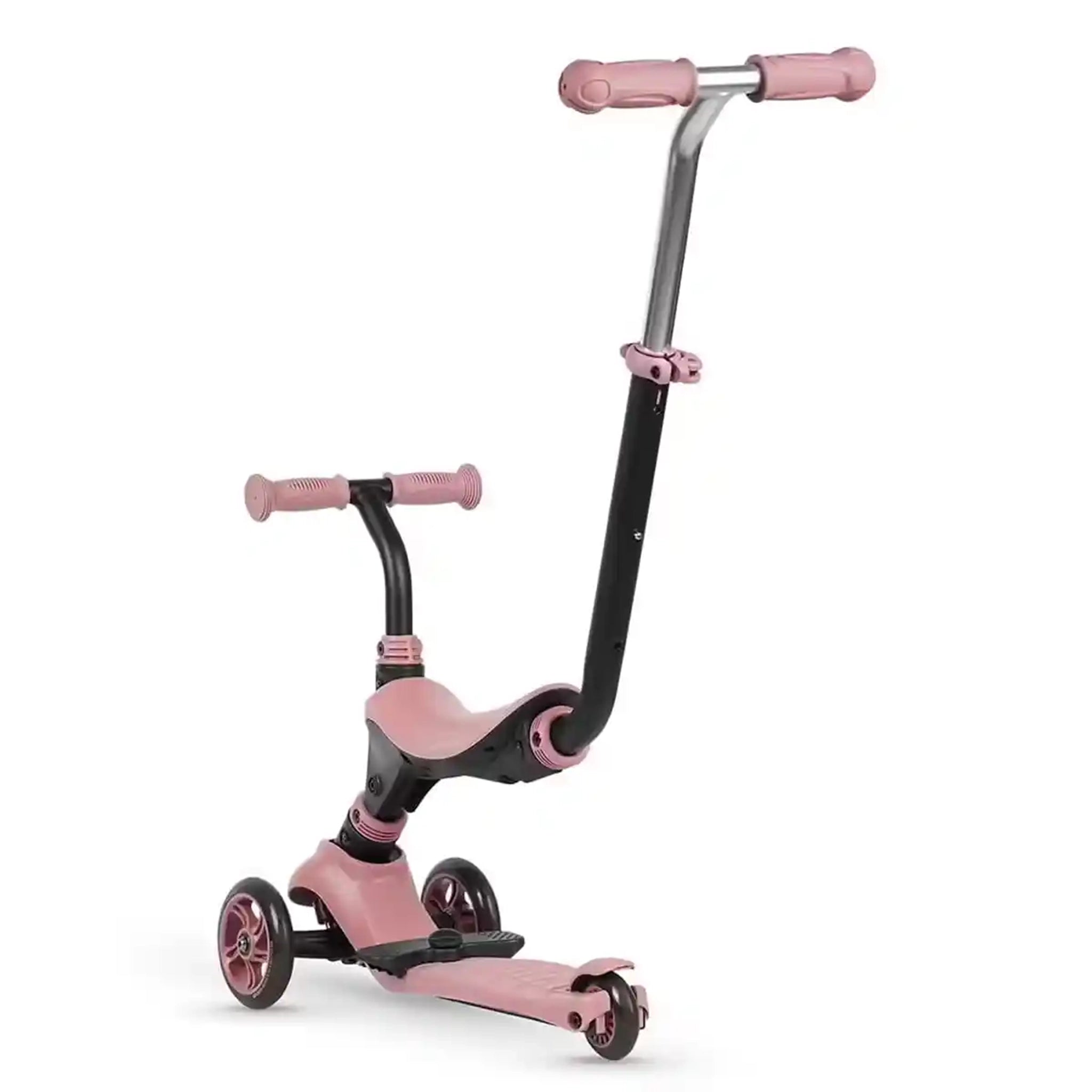 QPLAY SEMA EVO 5in1 scooter with 2in1 LED Flashing Front Wheels and Skate Board Coral Pink