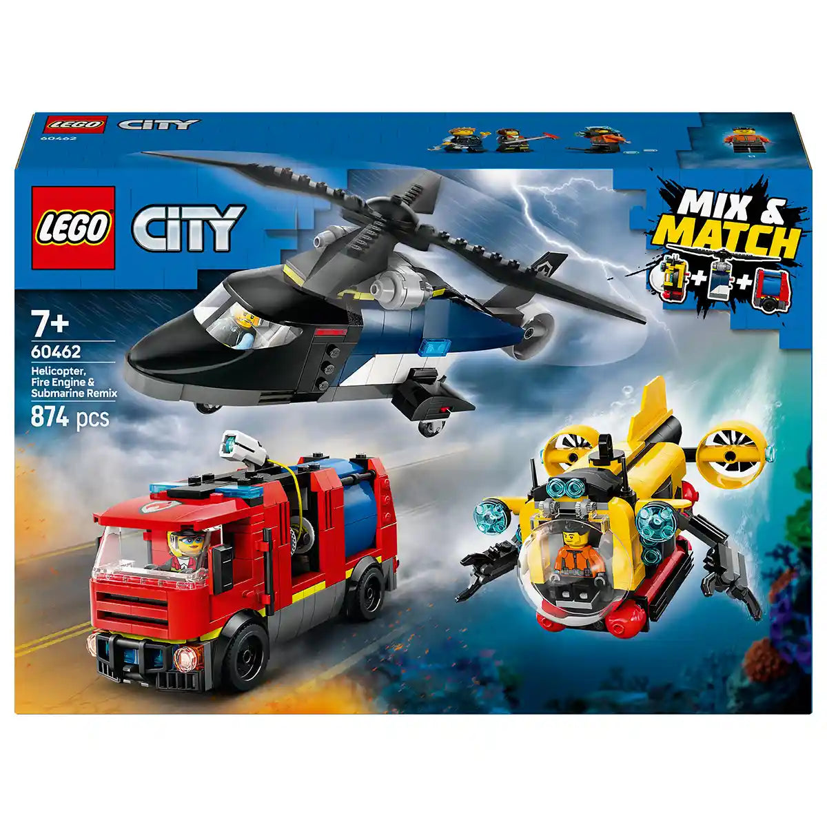 Lego 60462 Helicopter, Fire Truck & Submarine Remix