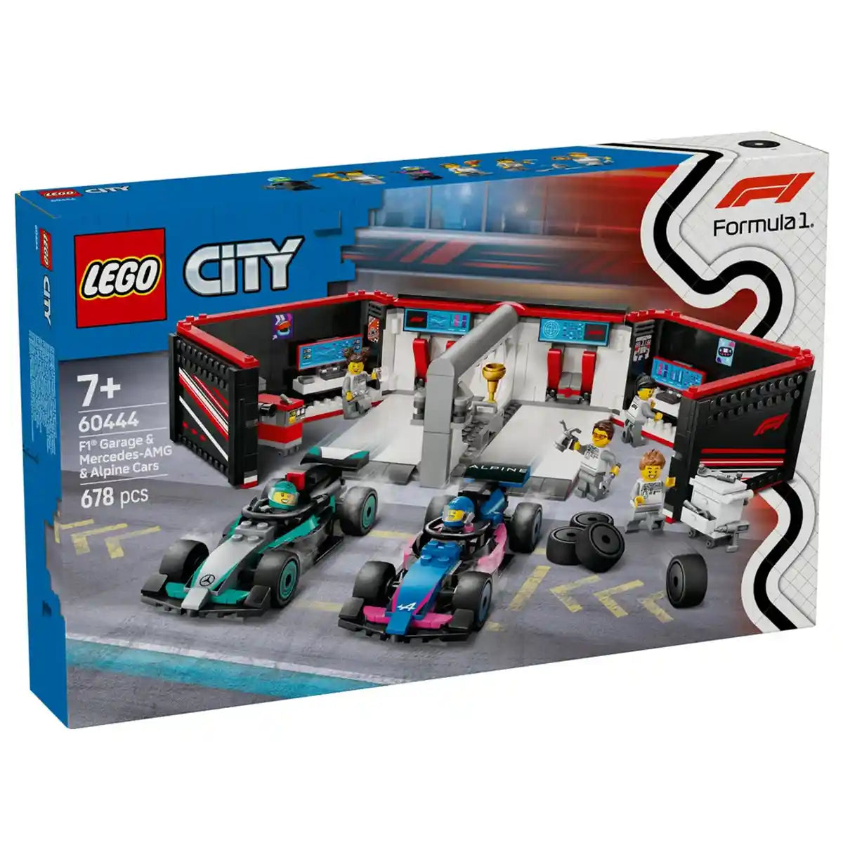 LEGO City F1 Garage & Mercedes-AMG & Alpine Cars Toy Playset 60444