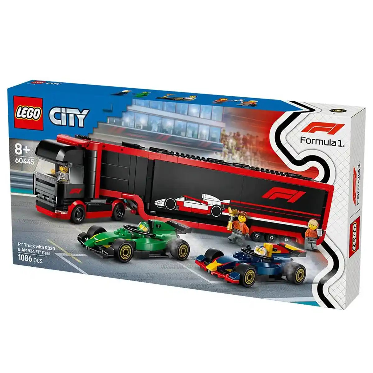 LEGO City F1 Truck with RB20 & AMR24 F1 Cars Toy Racing Transporter Set