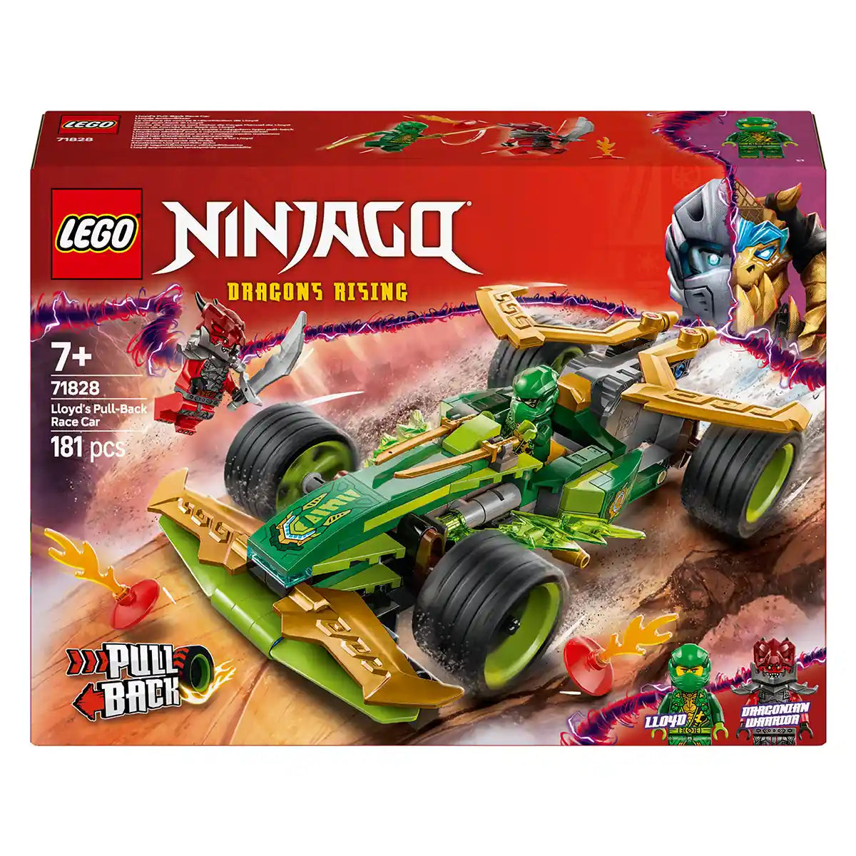 LEGO NINJAGO Lloydâ€™s Pull-Back Race Car Pretend Play Toy Set 71828