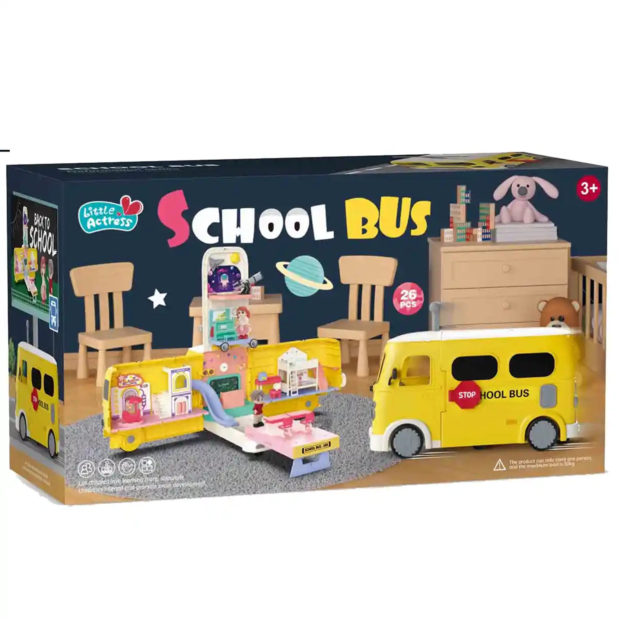 School bus with 26pcs accessories for 3yrs+