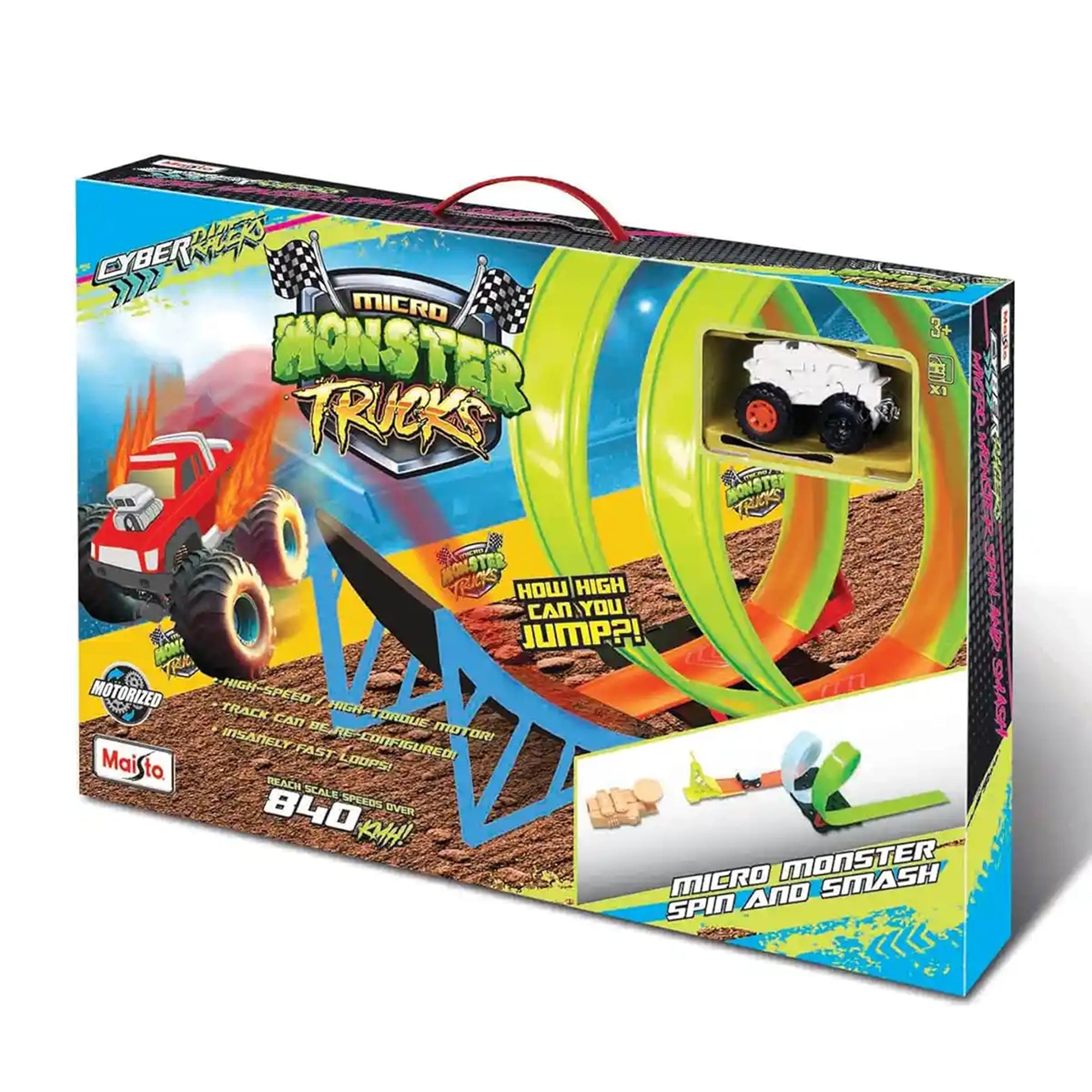 CYBER RACERS MICRO MONSTER SPIN & SMASH – INCL 1 PC PULLBACK TRUCK