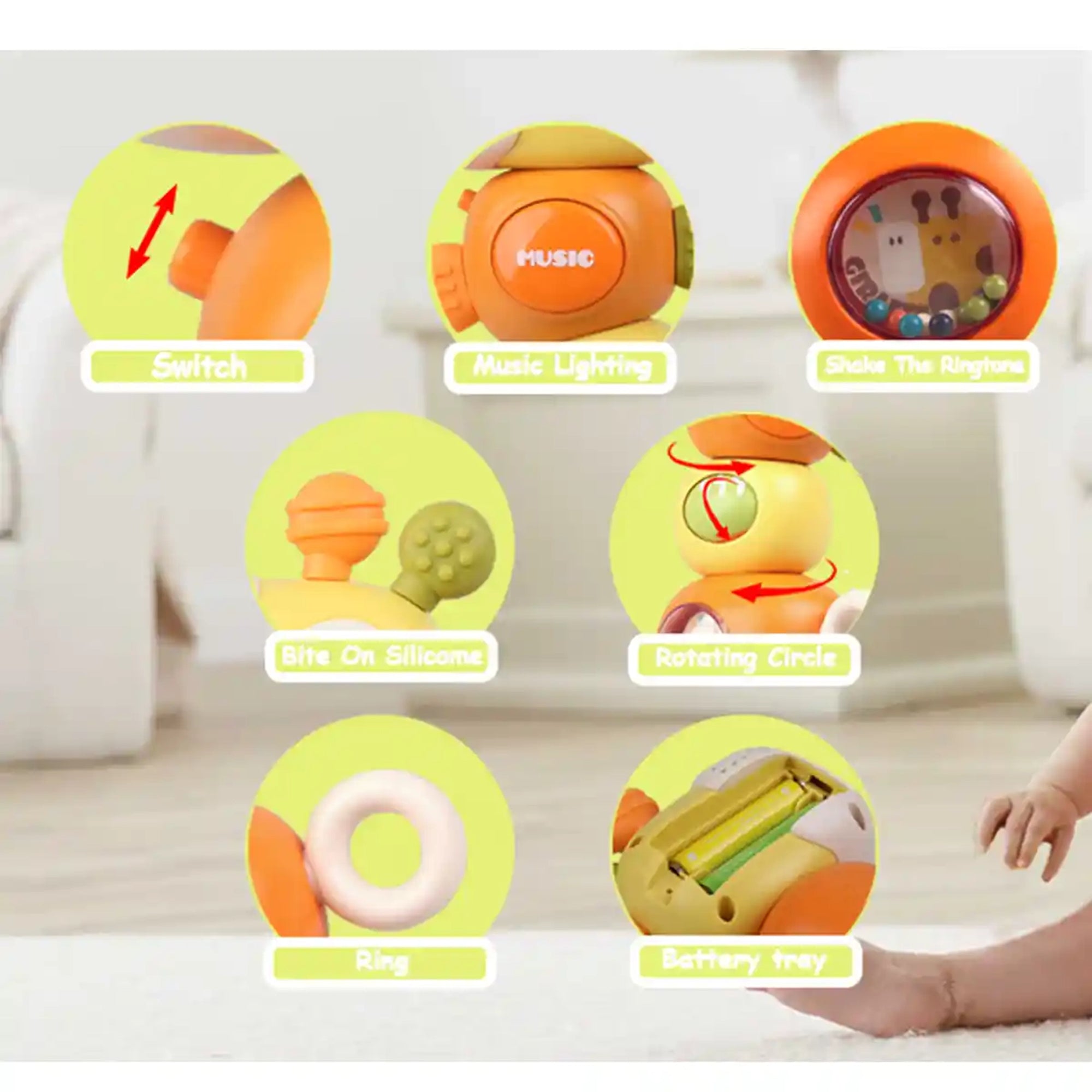 Baby Giraffe Rattle （blue /orange)