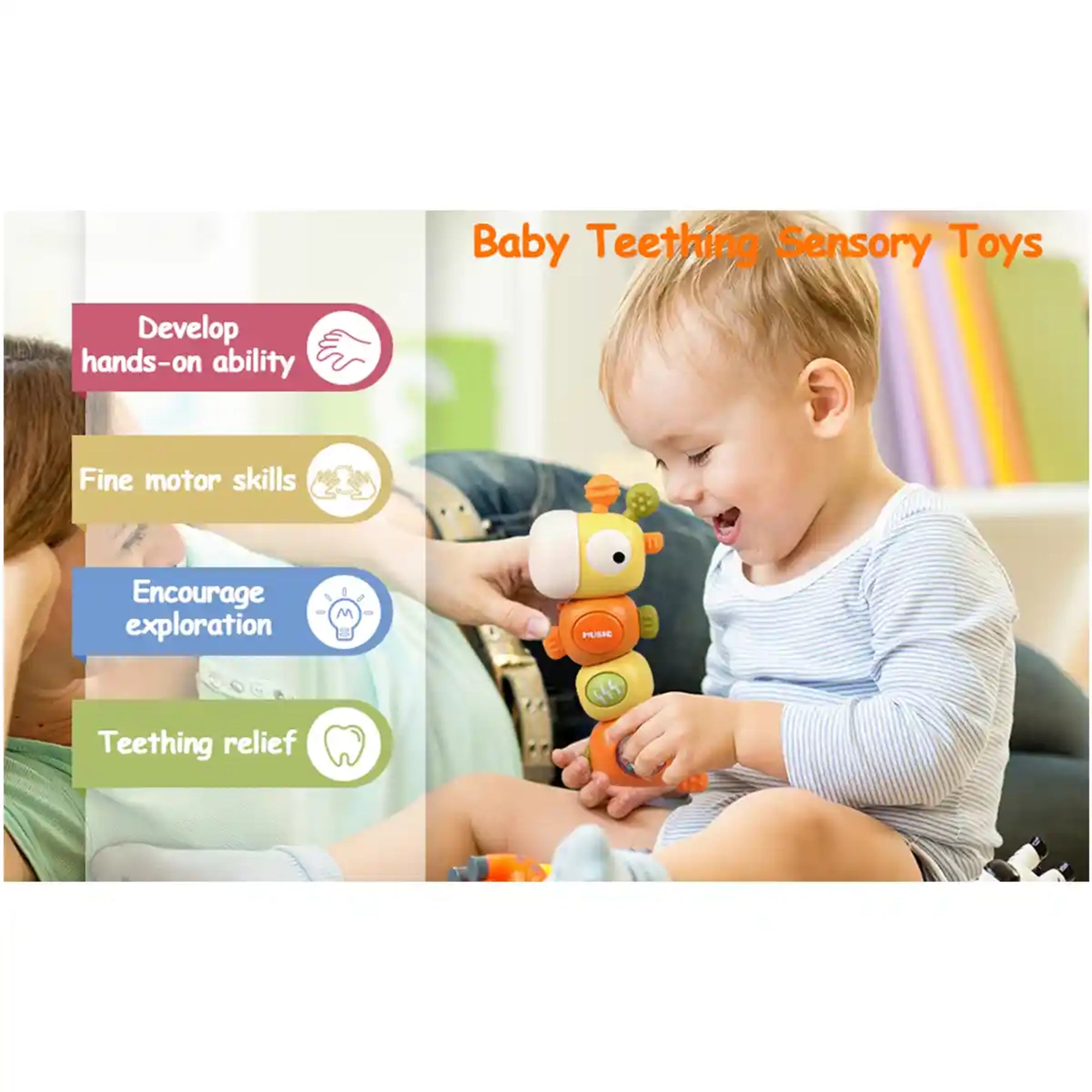 Baby Giraffe Rattle （blue /orange)