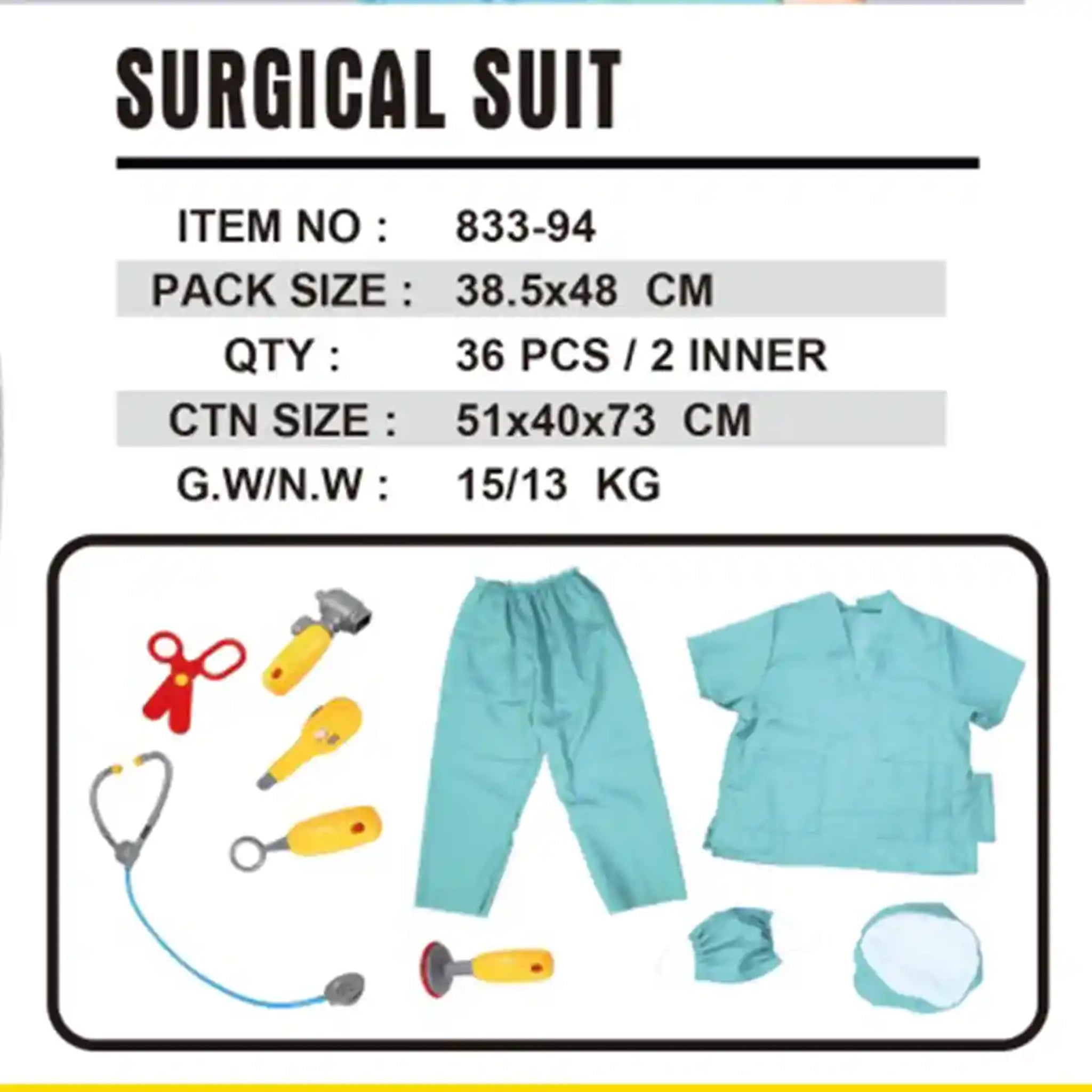 DOCTOR'S SURGICAL COSTUME UNIFORM