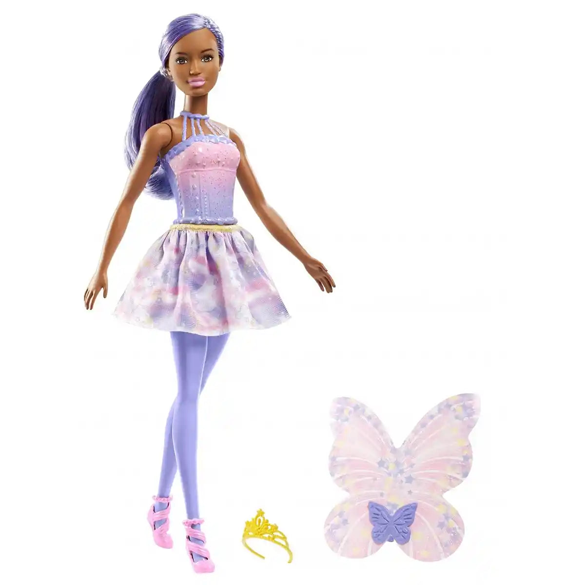 Barbie Dreamtopia Fairy Doll, Purple Hair & Star-Decorated Wings