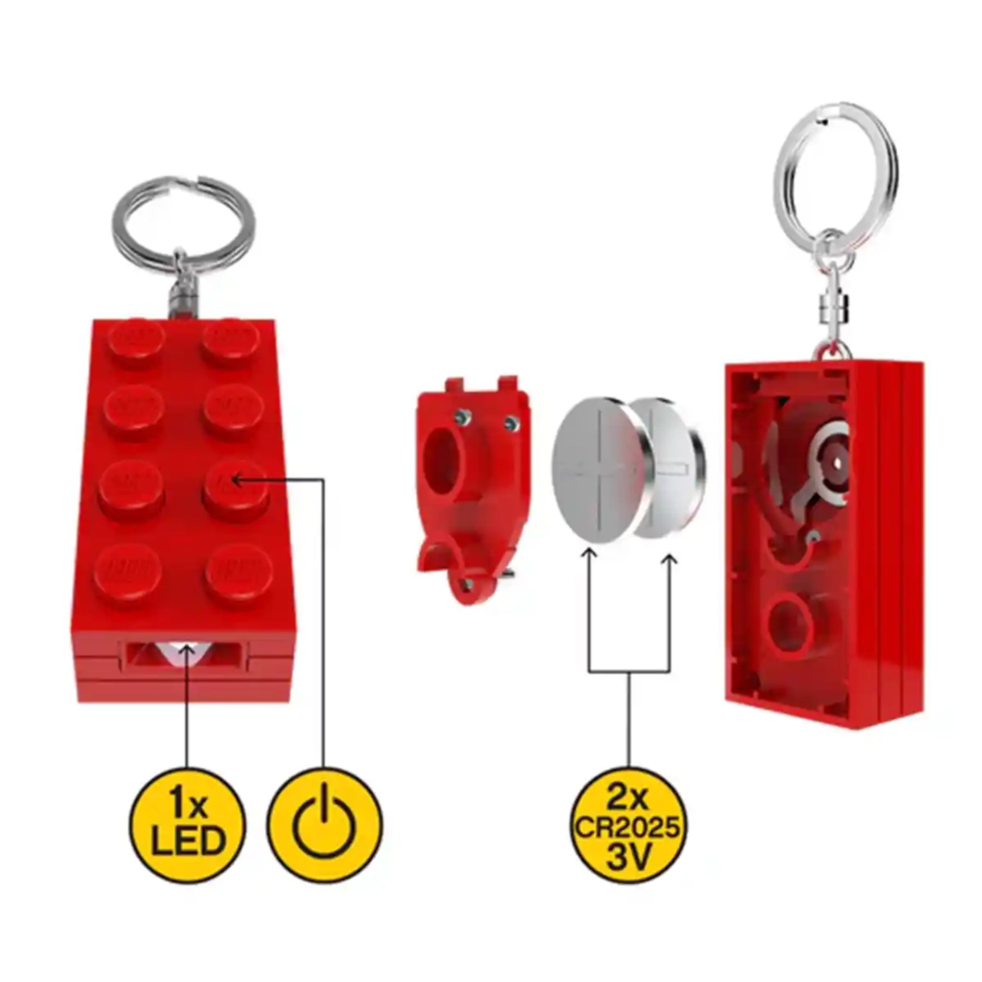 Lego IQ Minifigurines Keychain Light 2x4 Brick (Red)