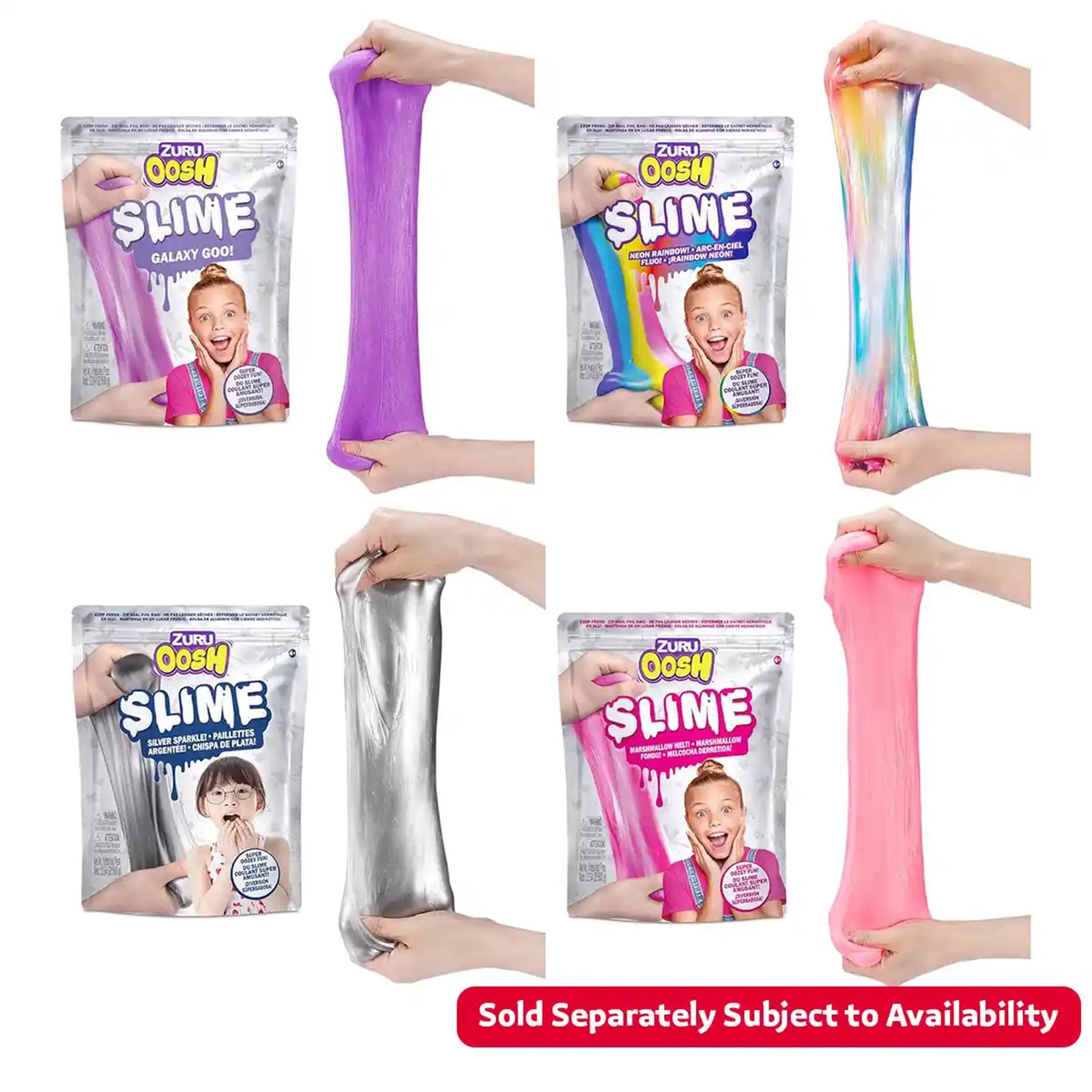 NEW  Slime Neon Rainbow/ Glow In The Dark  Foil Bag 500g  7 Color Asst  PDQ 6 Pcs