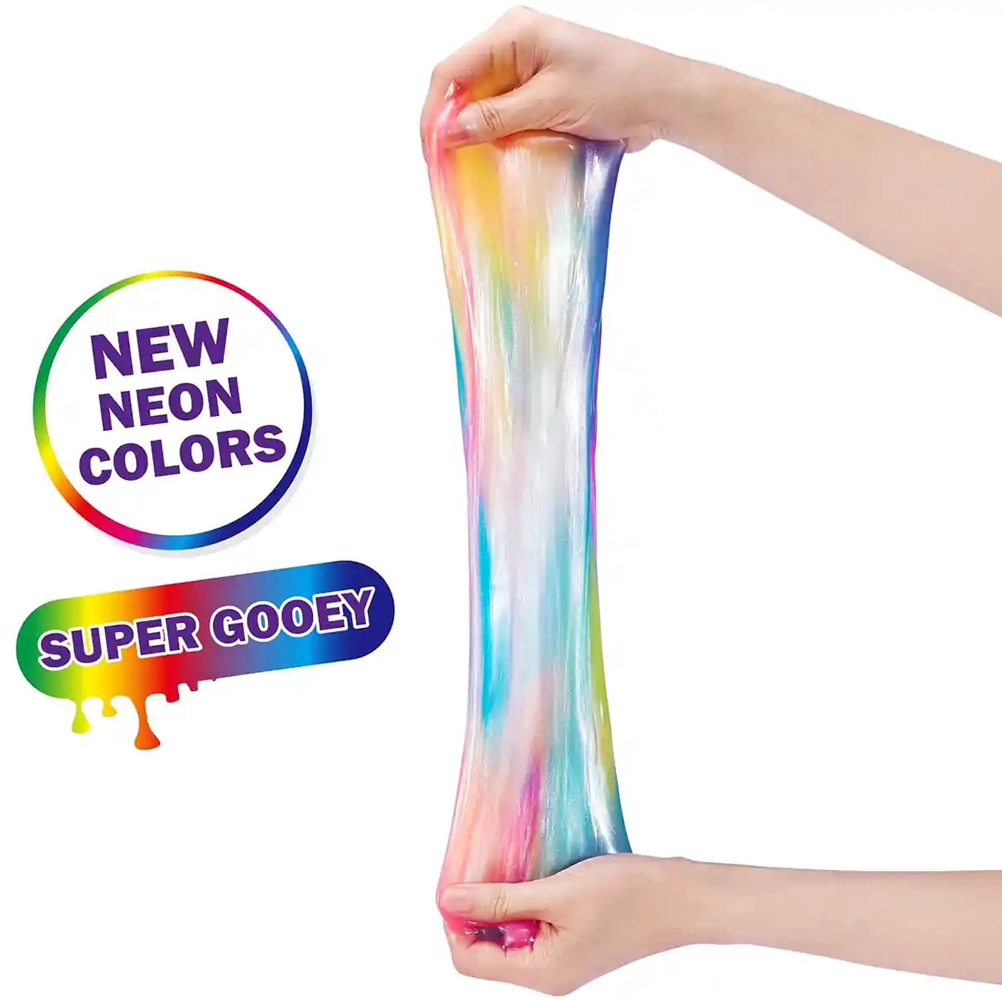 NEW  Slime Neon Rainbow/ Glow In The Dark  Foil Bag 500g  7 Color Asst  PDQ 6 Pcs