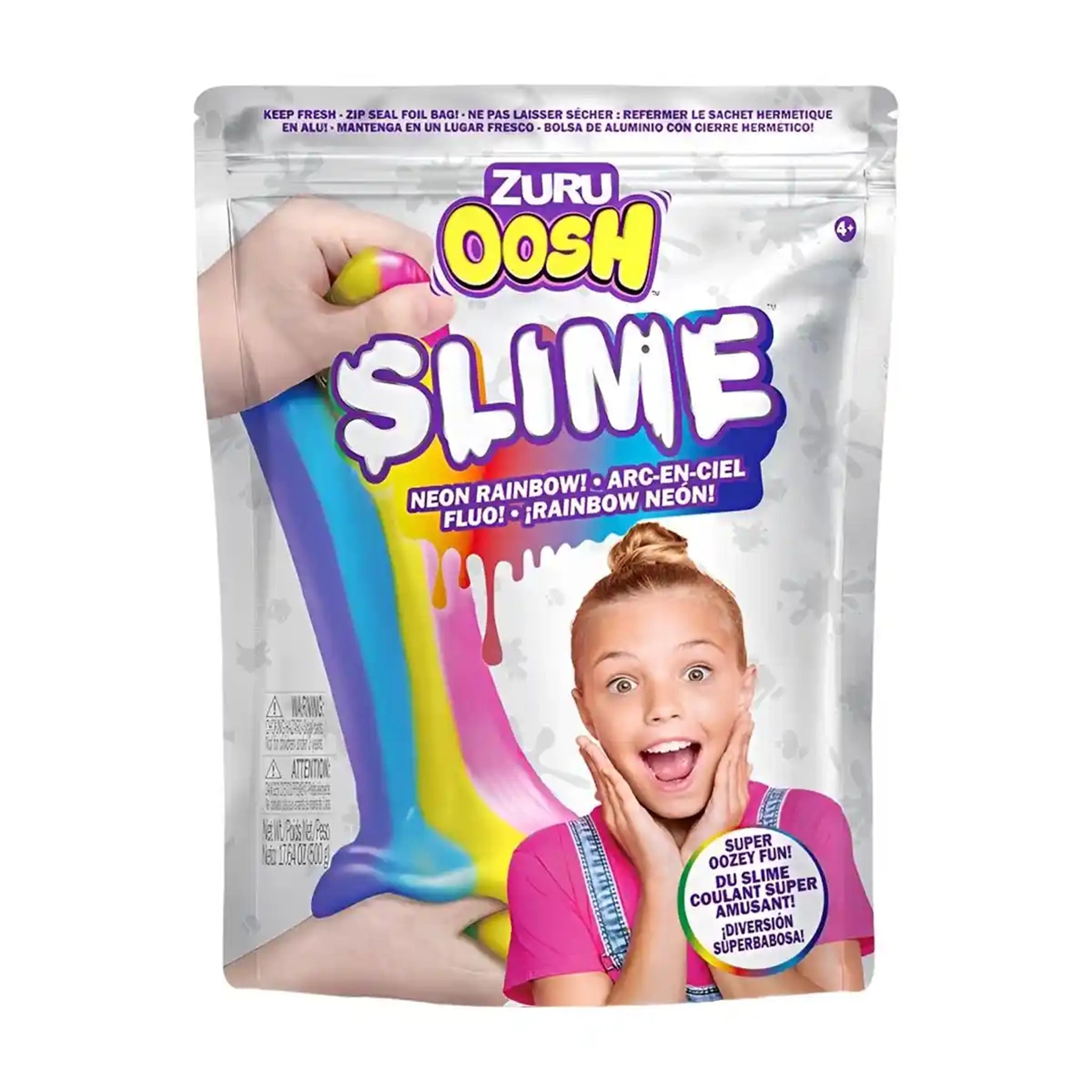 NEW  Slime Neon Rainbow/ Glow In The Dark  Foil Bag 500g  7 Color Asst  PDQ 6 Pcs