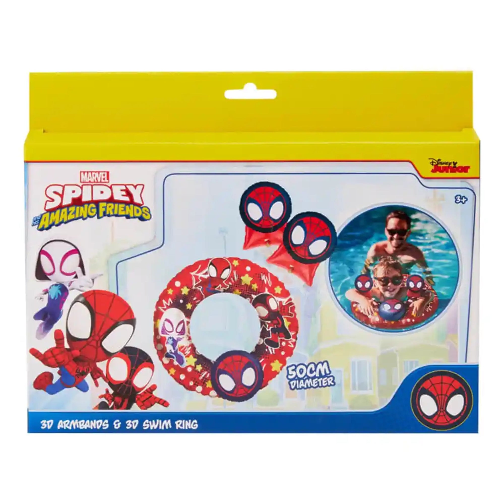 BUNDLE MARVEL 3D ARM BAND AND SWIM RING - SPIDEY - 50 CM - PACKED IN COLOR BOX