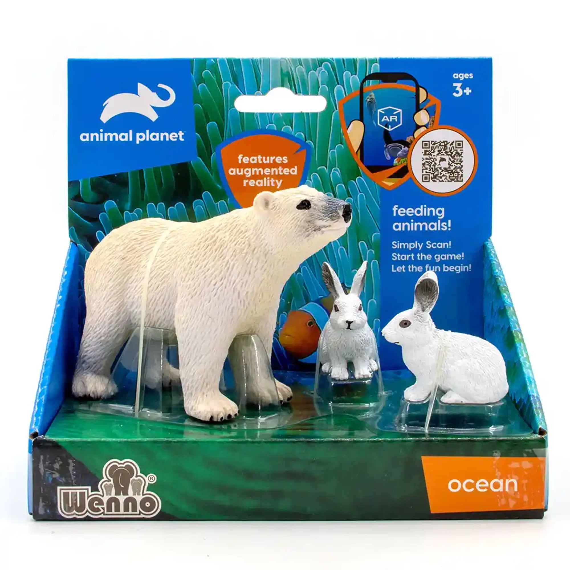 3 pcs polar bear and arctic hares in open touch box