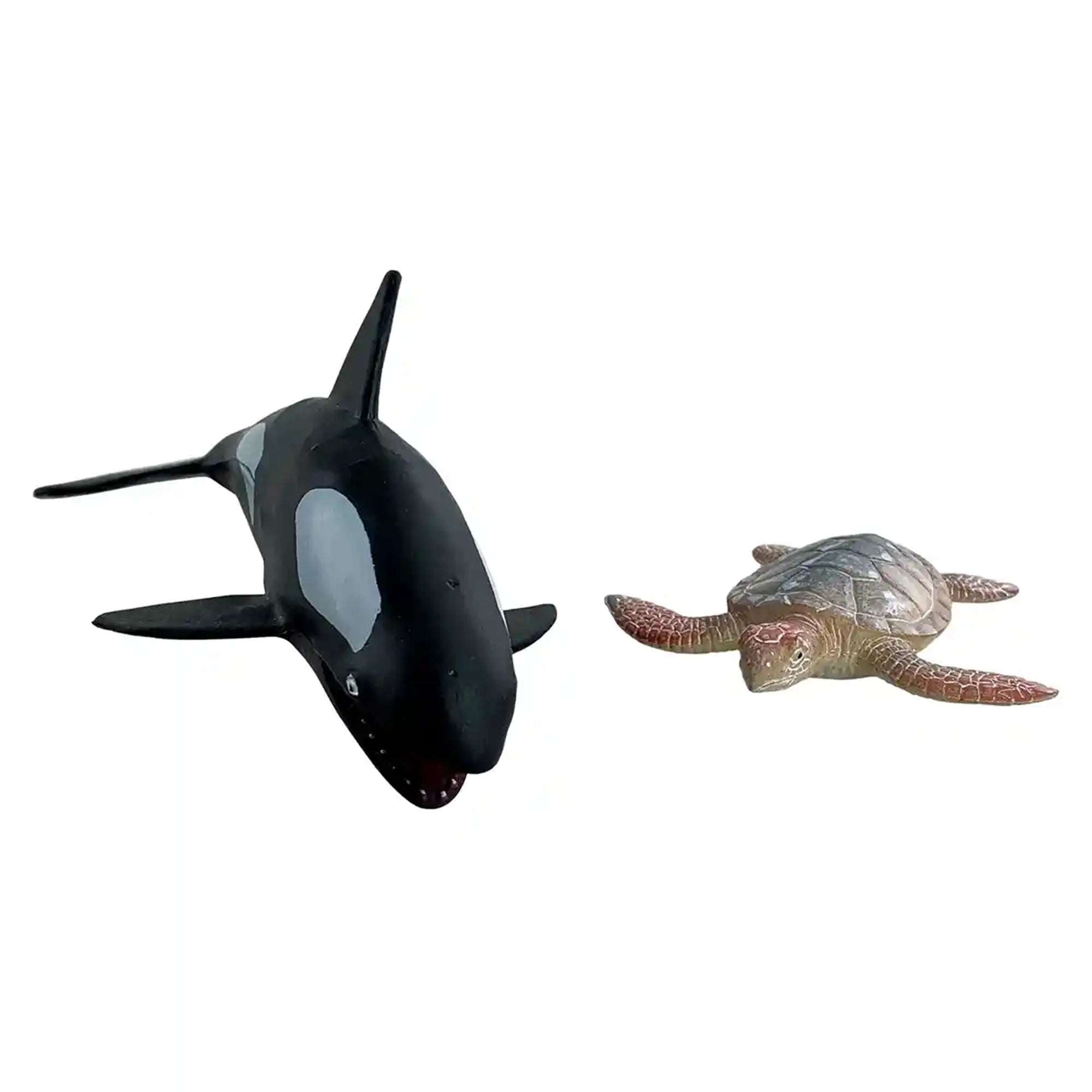 2 pcs killer whale and turtle in open touch box