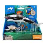 2 pcs killer whale and turtle in open touch box