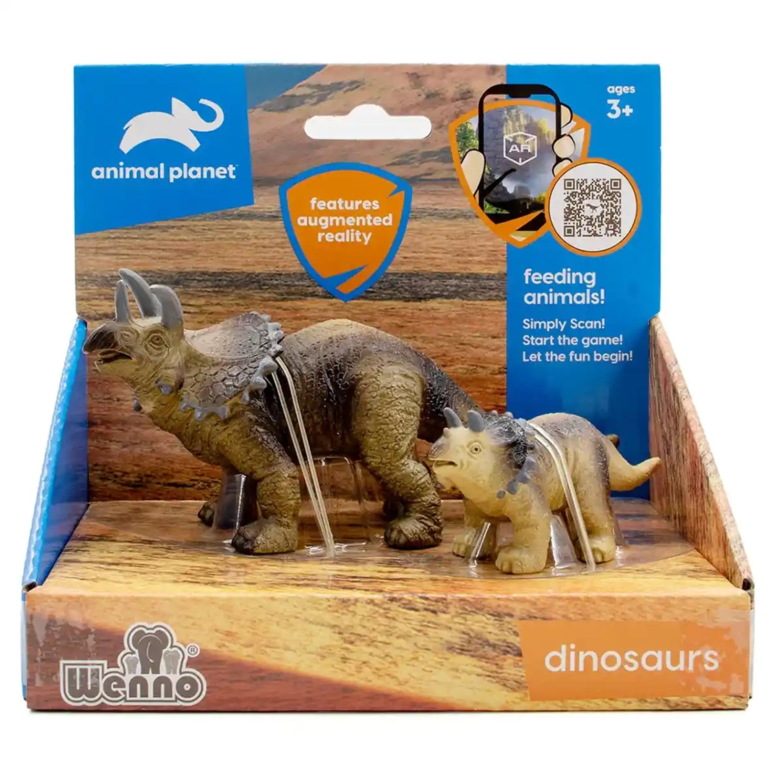 2 pcs Triceratops in open touch box