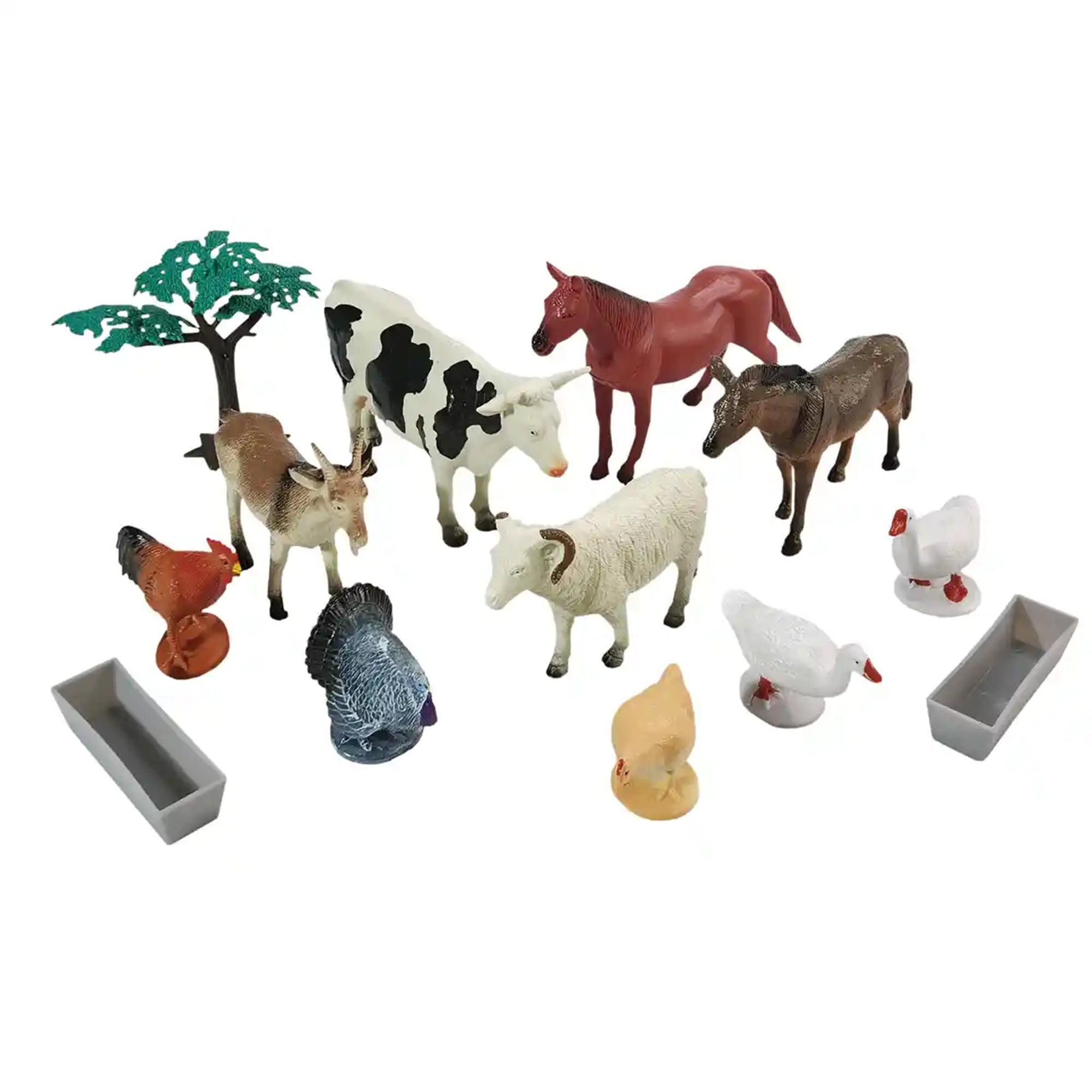 13 pcs farm animal playset in bucket