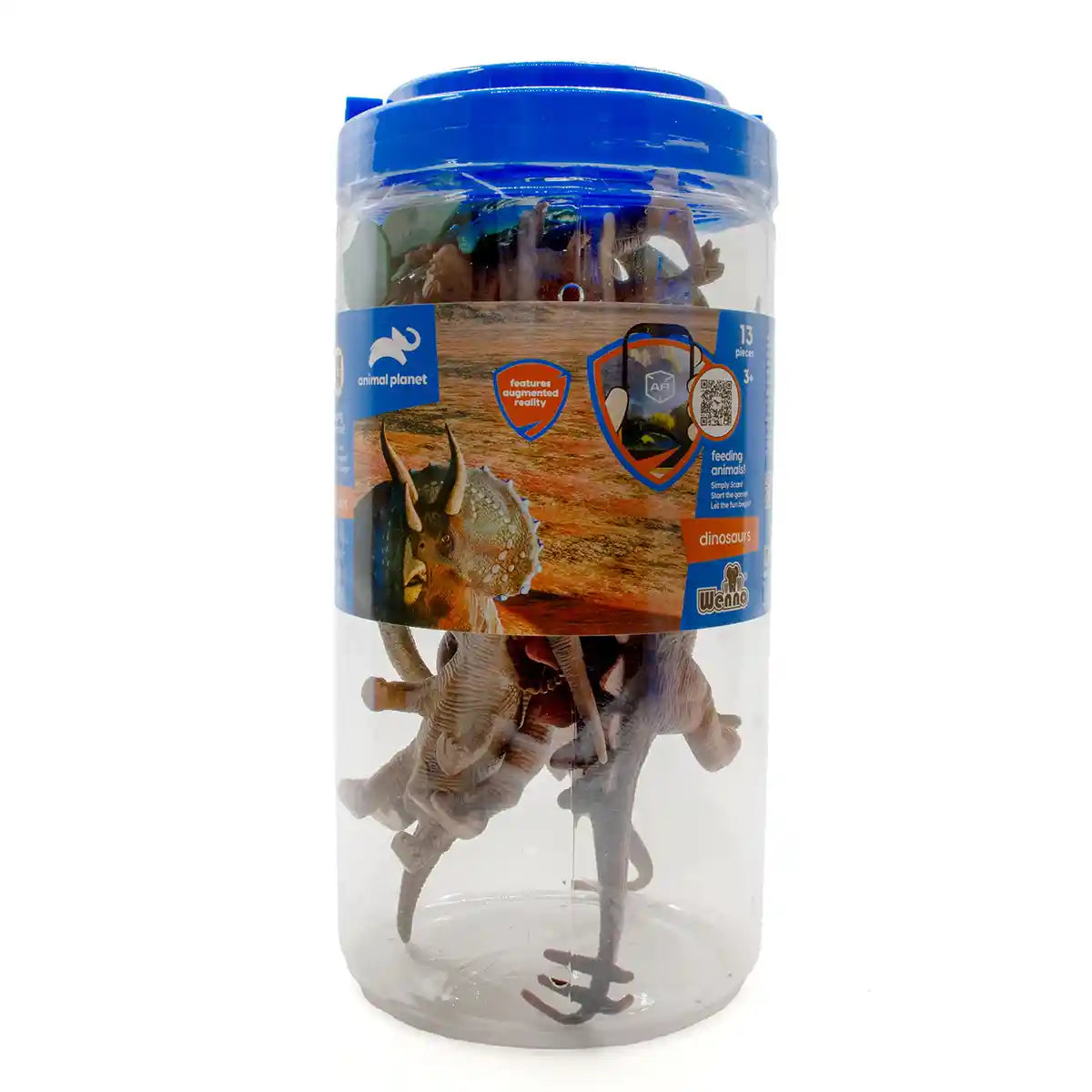 13 Pcs Dinosaur Playset In Bucket