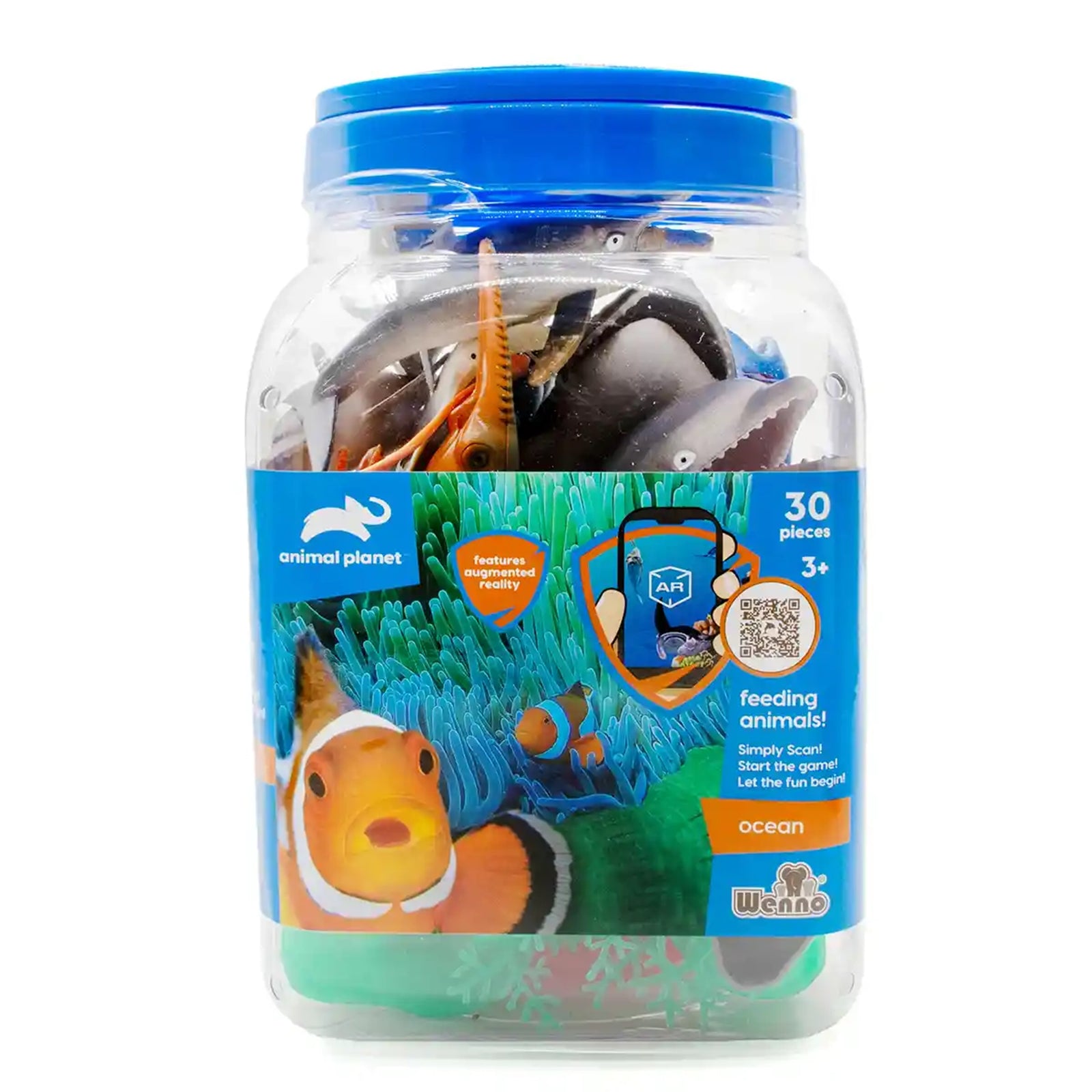 30 pcs ocean animal playset in 3.2L bucket