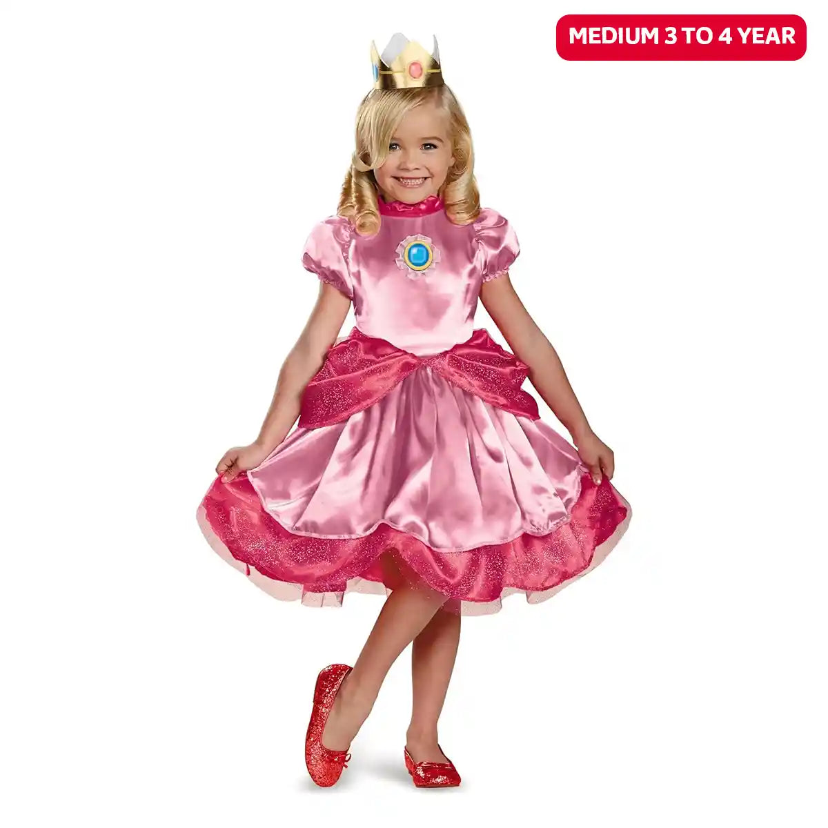 Toddler Princess Peach Dress-Up 3 To 4 Years Old