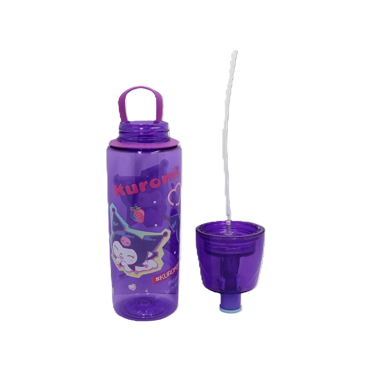 Kuromi Transparent Water Bottle 600 Ml With Spray Water