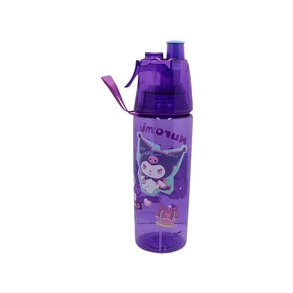 Kuromi Transparent Water Bottle 600 Ml With Spray Water
