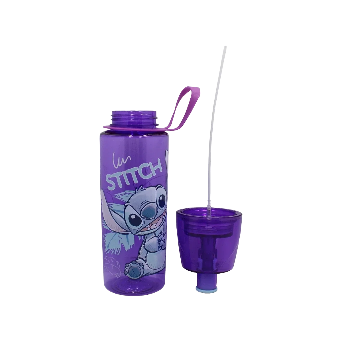 Stitch Transparent Water Bottle 600 Ml With Spray Water