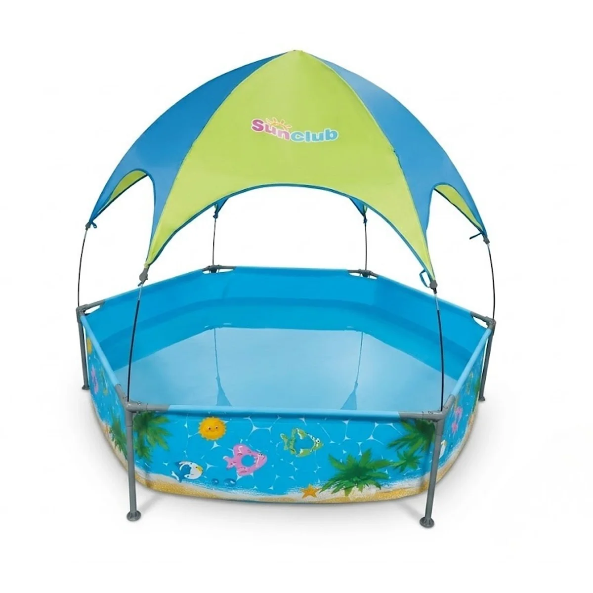 Canopy Spray Play Pool (Seaside Scenery Print)-240cmX51cm