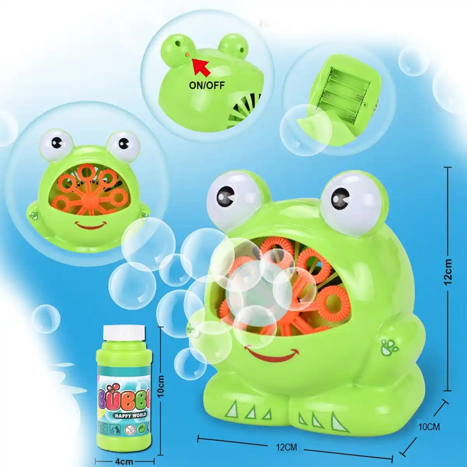 ELECTRIC HAND OPERATED FUN FROG  BUBBLE MACHINE 3YRS+