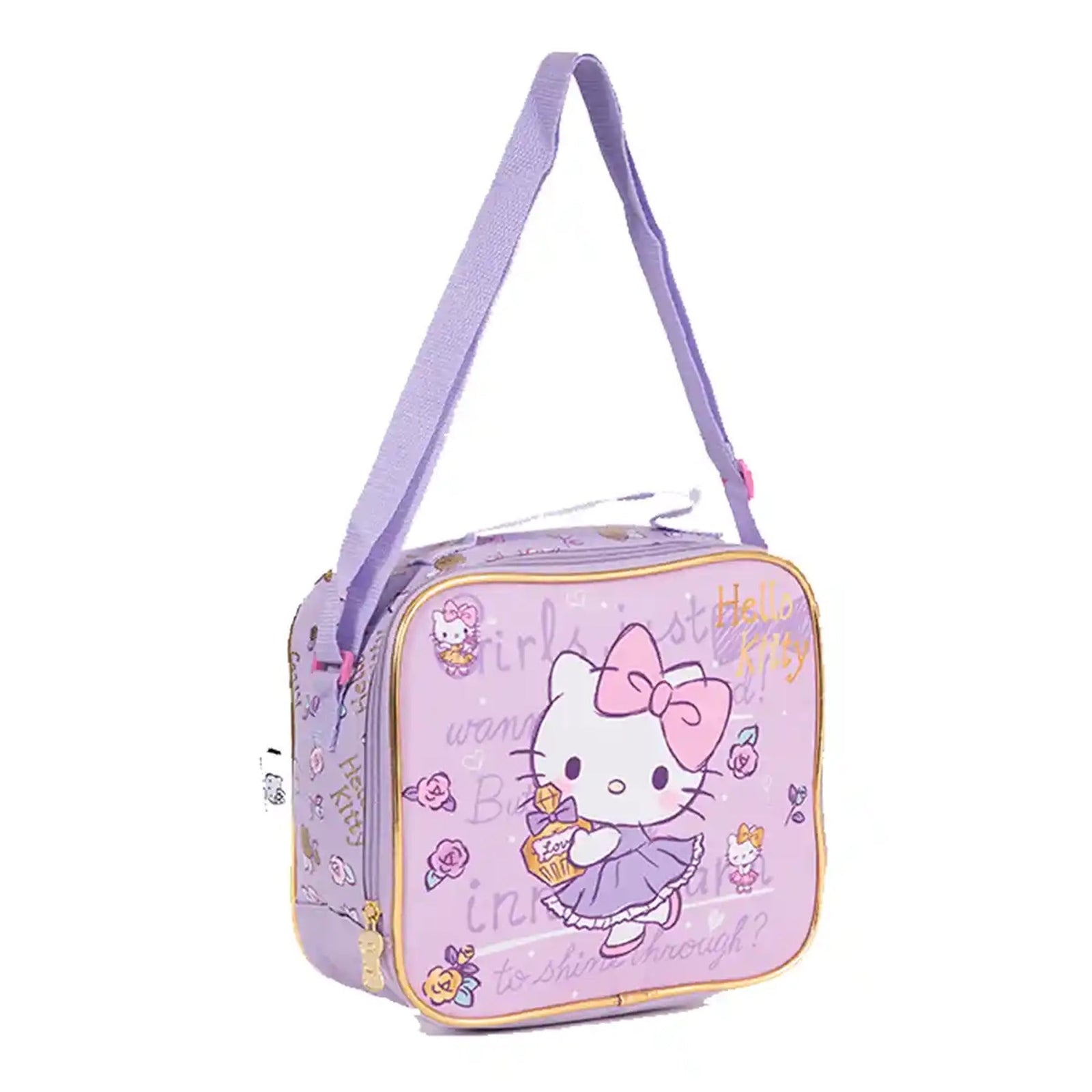 HELLO KITTY Trolley Bag 2 Main Compartments and 2 Side Pockets 16" W/ LUNCH BAG&PENCIL CASE