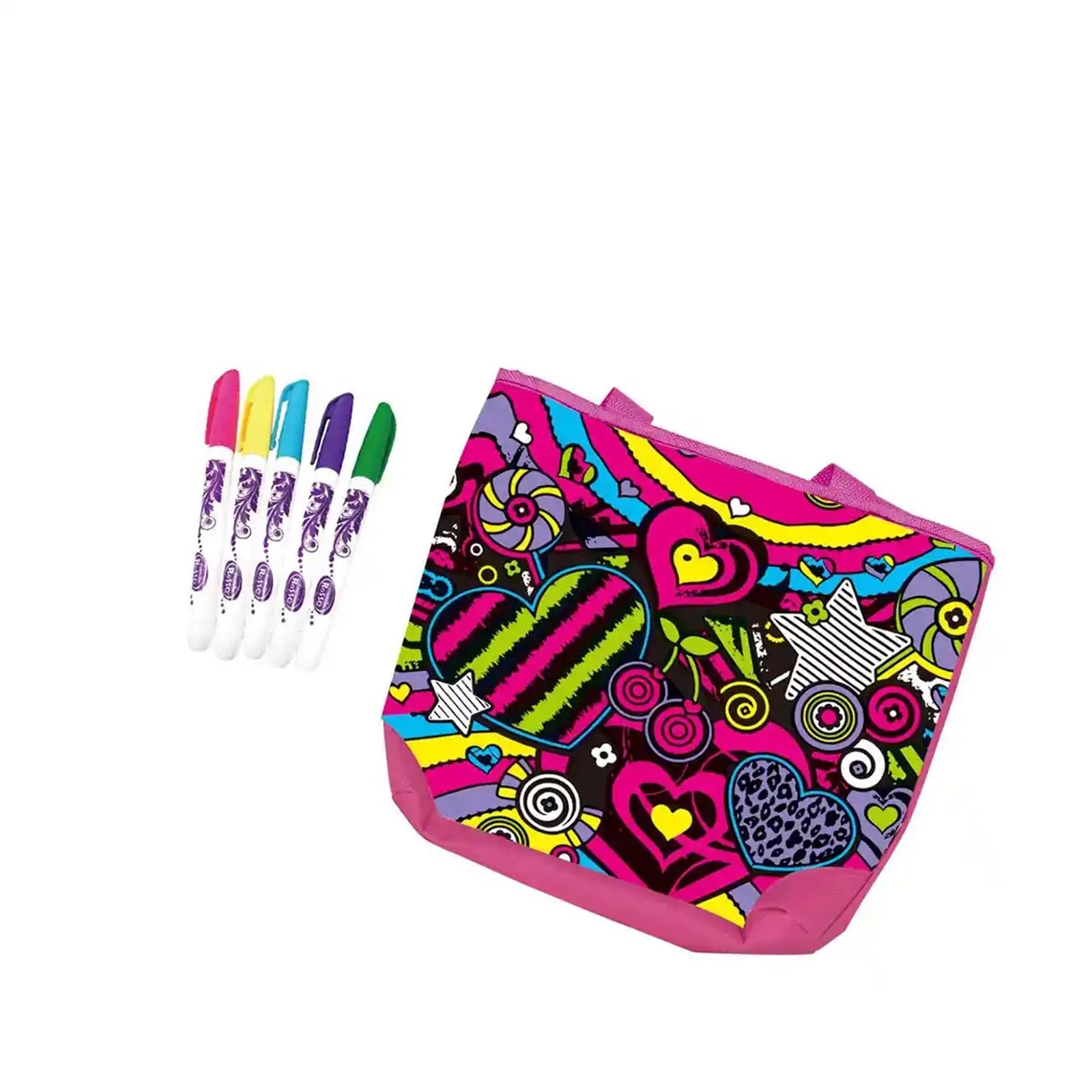 CHERRY DIY PAINTED WATERCOLOR HANDBAG (5-COLOR WASHABLE FOUNTAIN PEN) 6YRS+