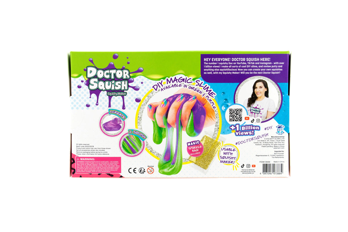 DOCTOR SQUISH - DIY MAGIC SLIME DOUBLE SET - GREEN AND PURPLE - 240 GRAMS