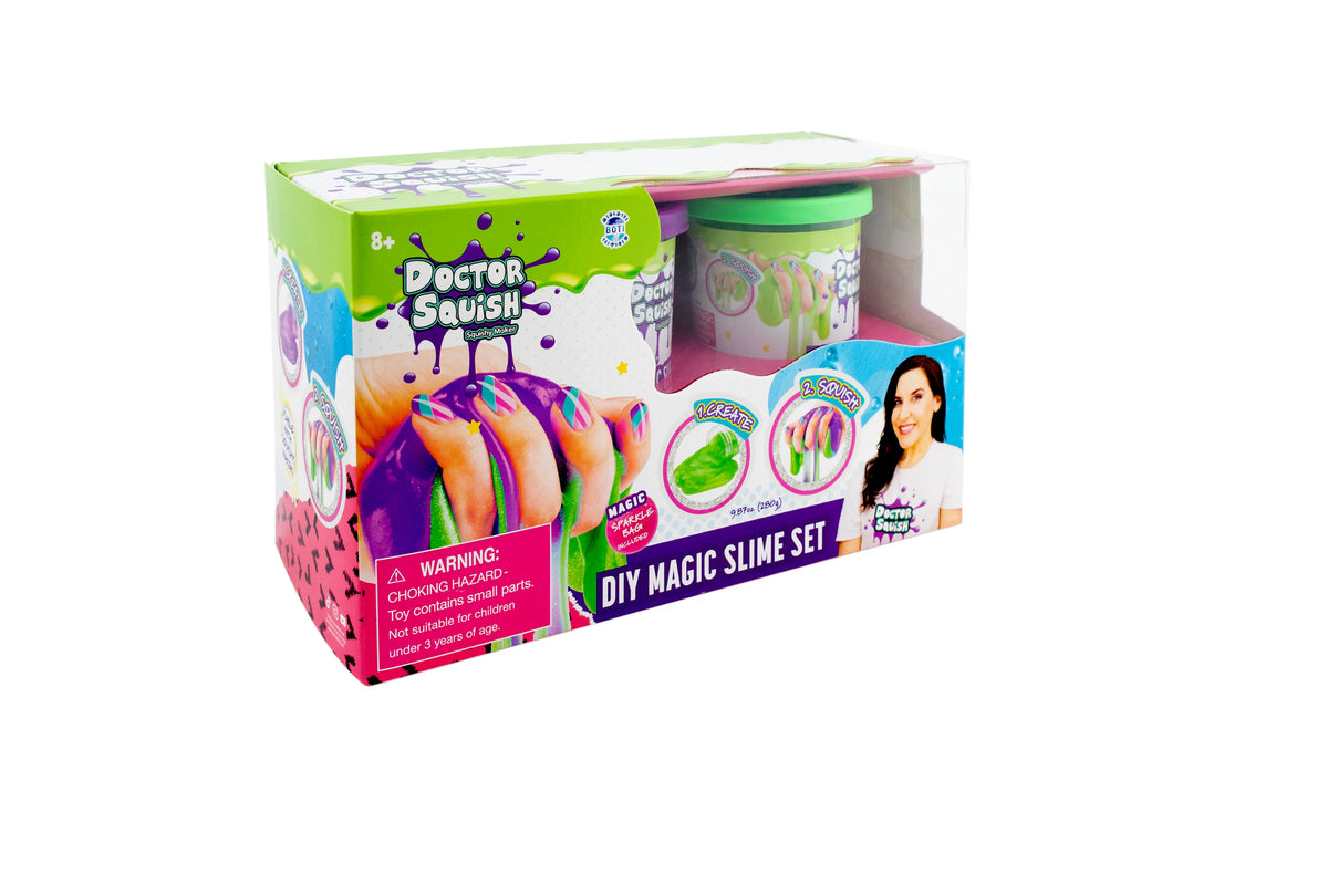 DOCTOR SQUISH - DIY MAGIC SLIME DOUBLE SET - GREEN AND PURPLE - 240 GRAMS