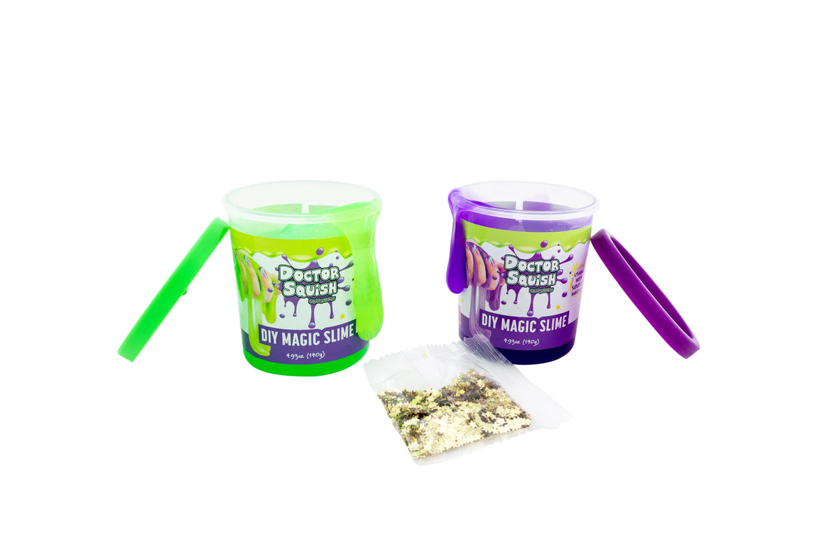DOCTOR SQUISH - DIY MAGIC SLIME DOUBLE SET - GREEN AND PURPLE - 240 GRAMS