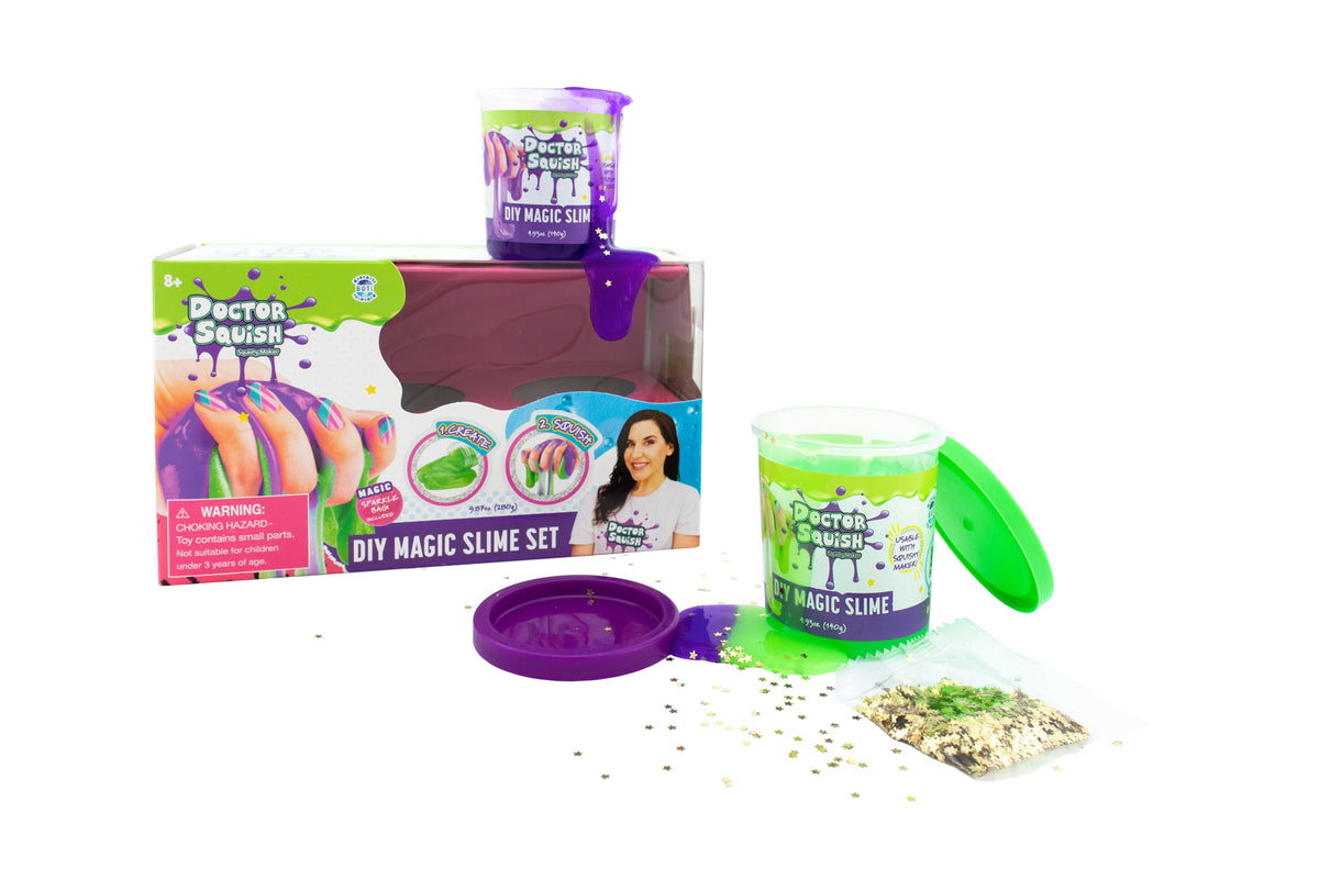 DOCTOR SQUISH - DIY MAGIC SLIME DOUBLE SET - GREEN AND PURPLE - 240 GRAMS